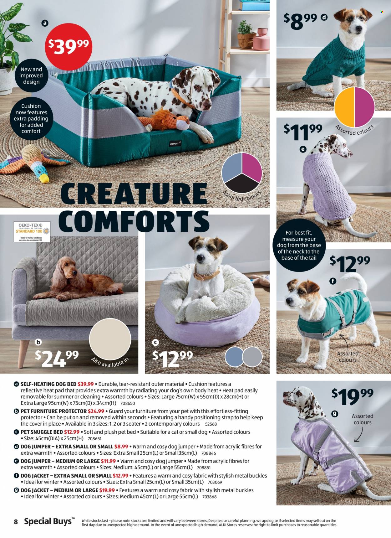 ALDI Catalogue - 12 May 2022 - 18 May 2022 - Sales products - Snuggle, cushion, dog bed, pet bed, jacket, sweater, strap. Page 8.