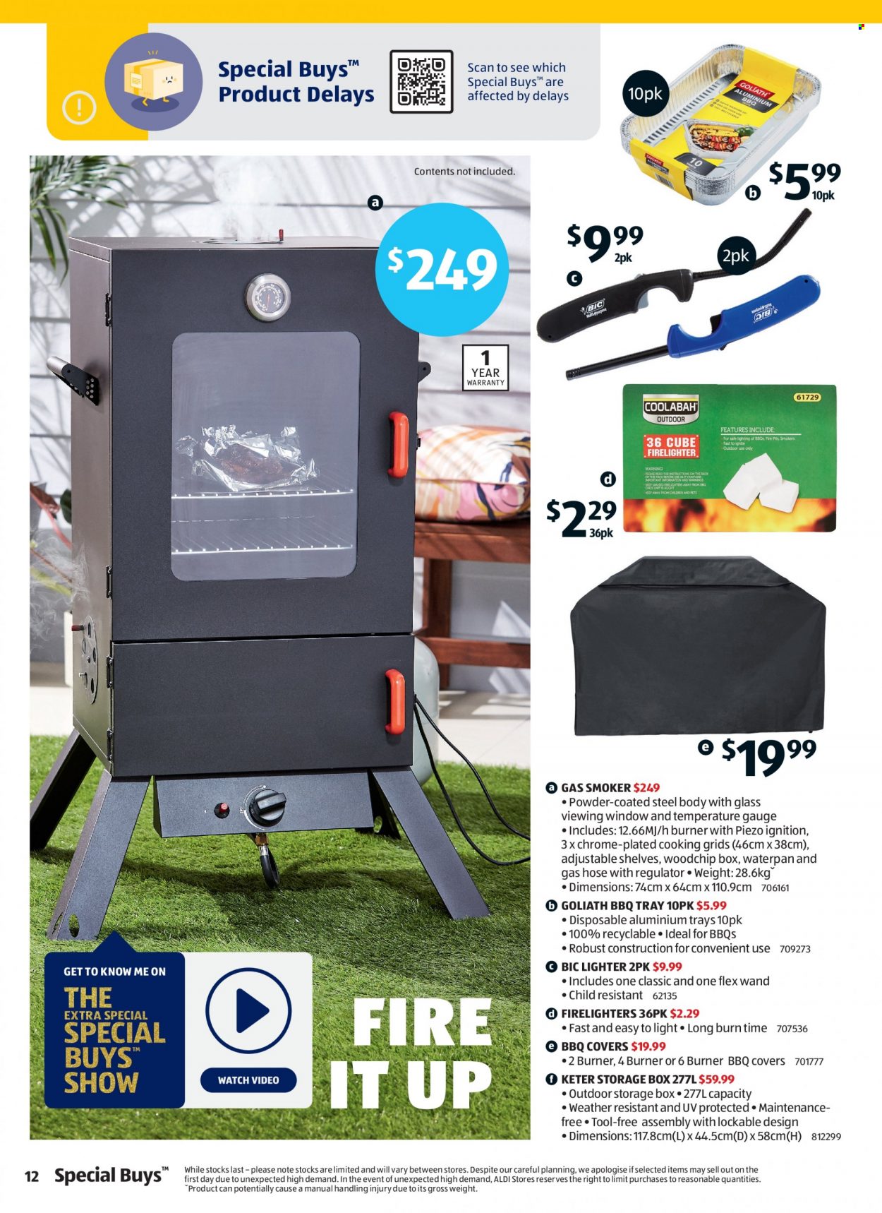 ALDI Catalogue - 12 May 2022 - 18 May 2022 - Sales products - BIC, firelighters, smoker. Page 12.