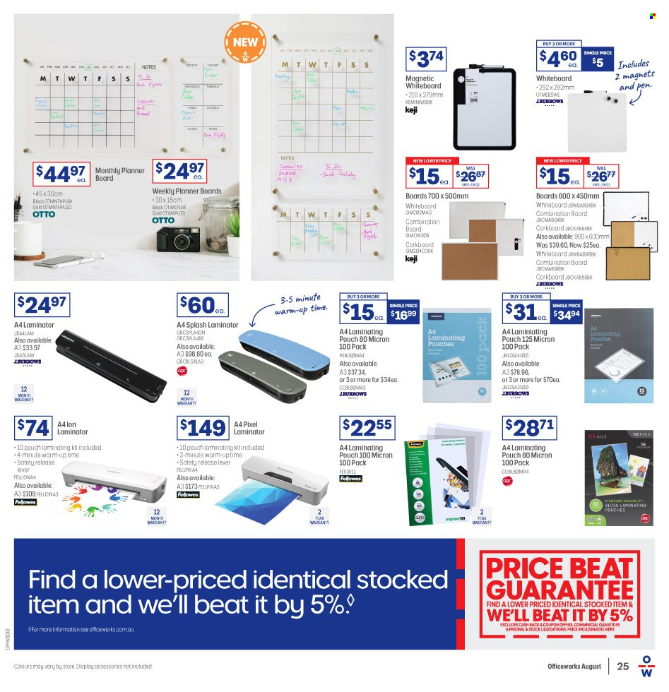Officeworks catalogue  - 4.8.2022 - 18.8.2022. Page 25.