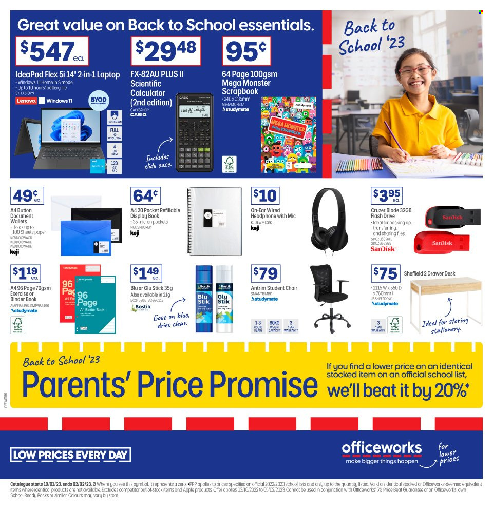Officeworks catalogue  - 19.1.2023 - 2.2.2023. Page 1.