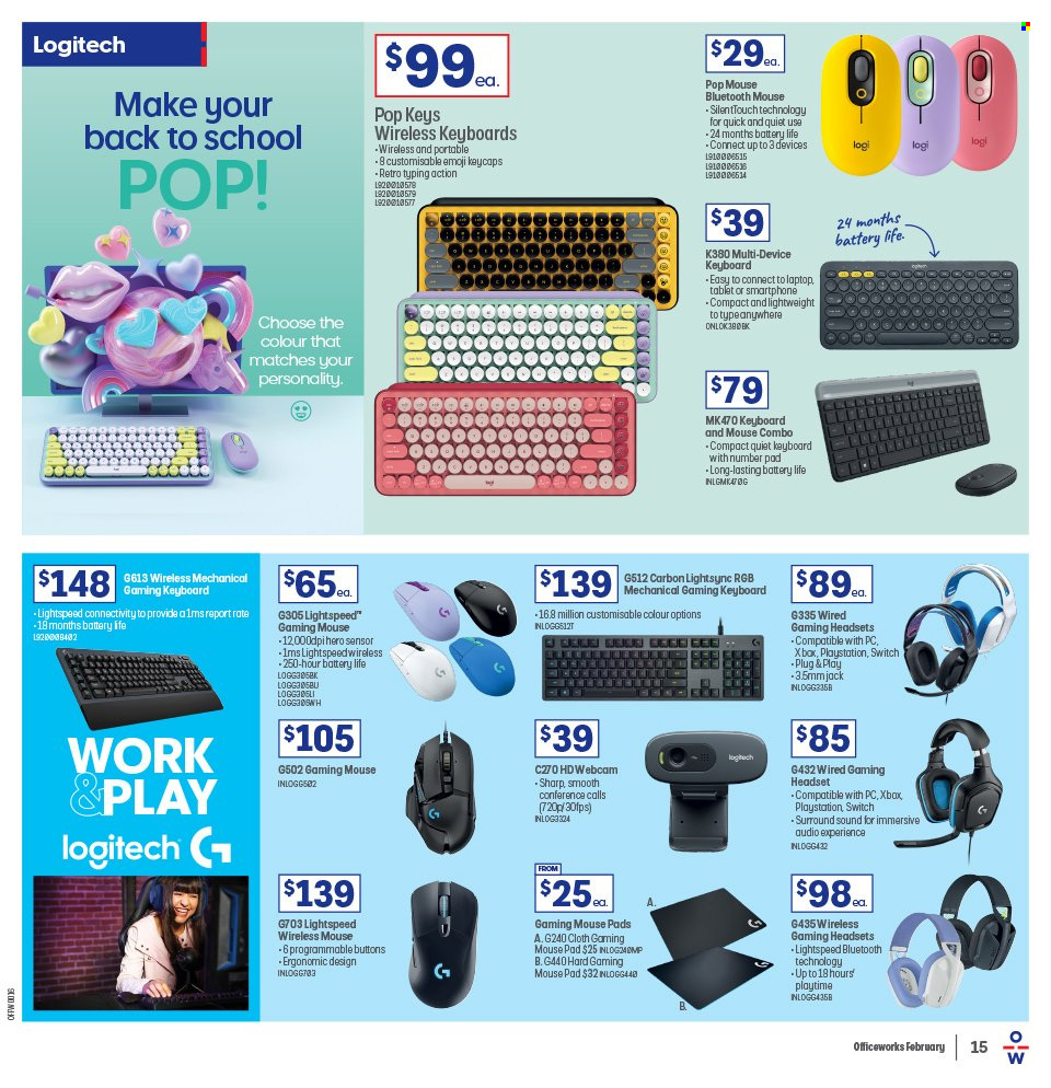 Officeworks catalogue  - 19.1.2023 - 2.2.2023. Page 15.