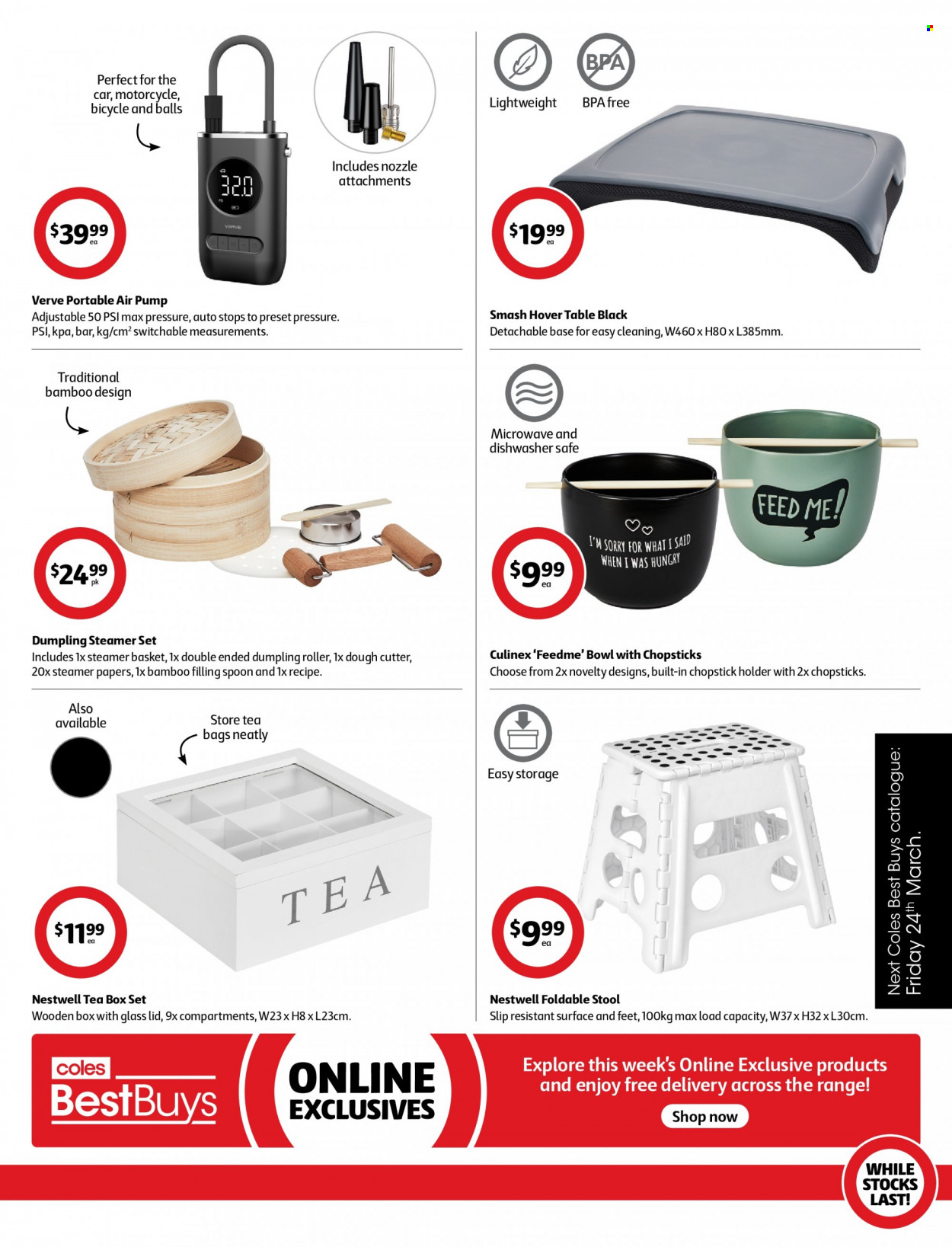 Coles Catalogue - 17 Mar 2023 - 23 Mar 2023 - Sales products - dumpling, tea bags, lid, spoon, cutter, roller. Page 5.