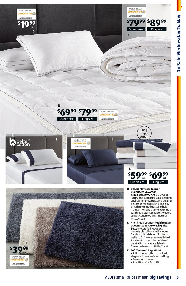 ALDI Catalogue - 24 May 2023 - 30 May 2023 - Sales products - ribbon, topper, pillowcases, mattress protector, skirt. Page 5.