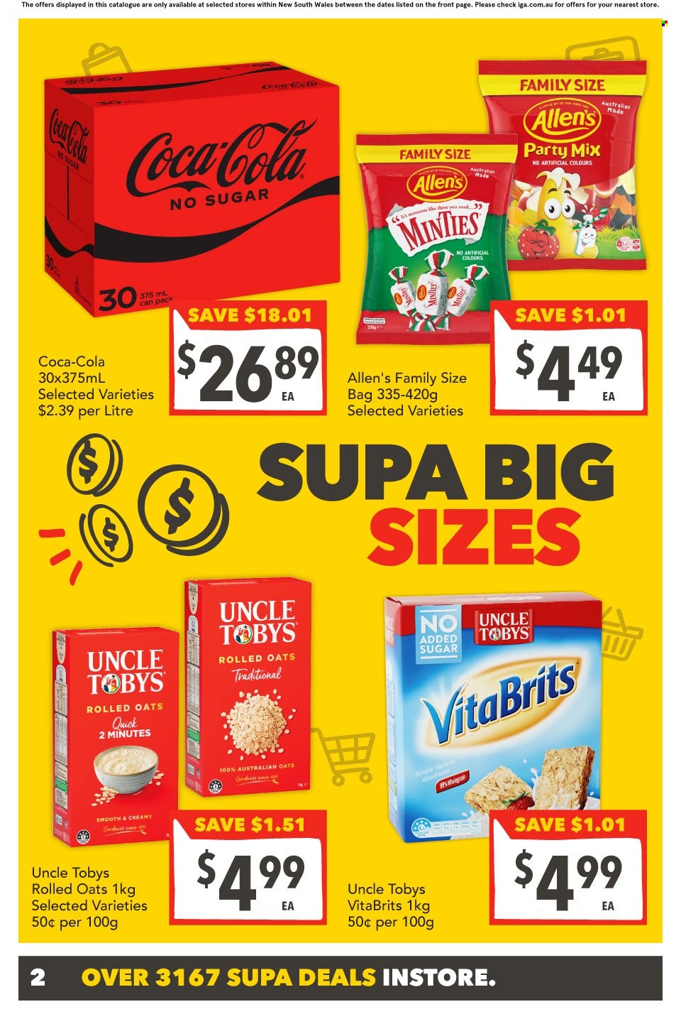 SUPA VALU Catalogue - 24 May 2023 - 30 May 2023 - Sales products - oats, rolled oats, Coca-Cola, soft drink, bag. Page 3.
