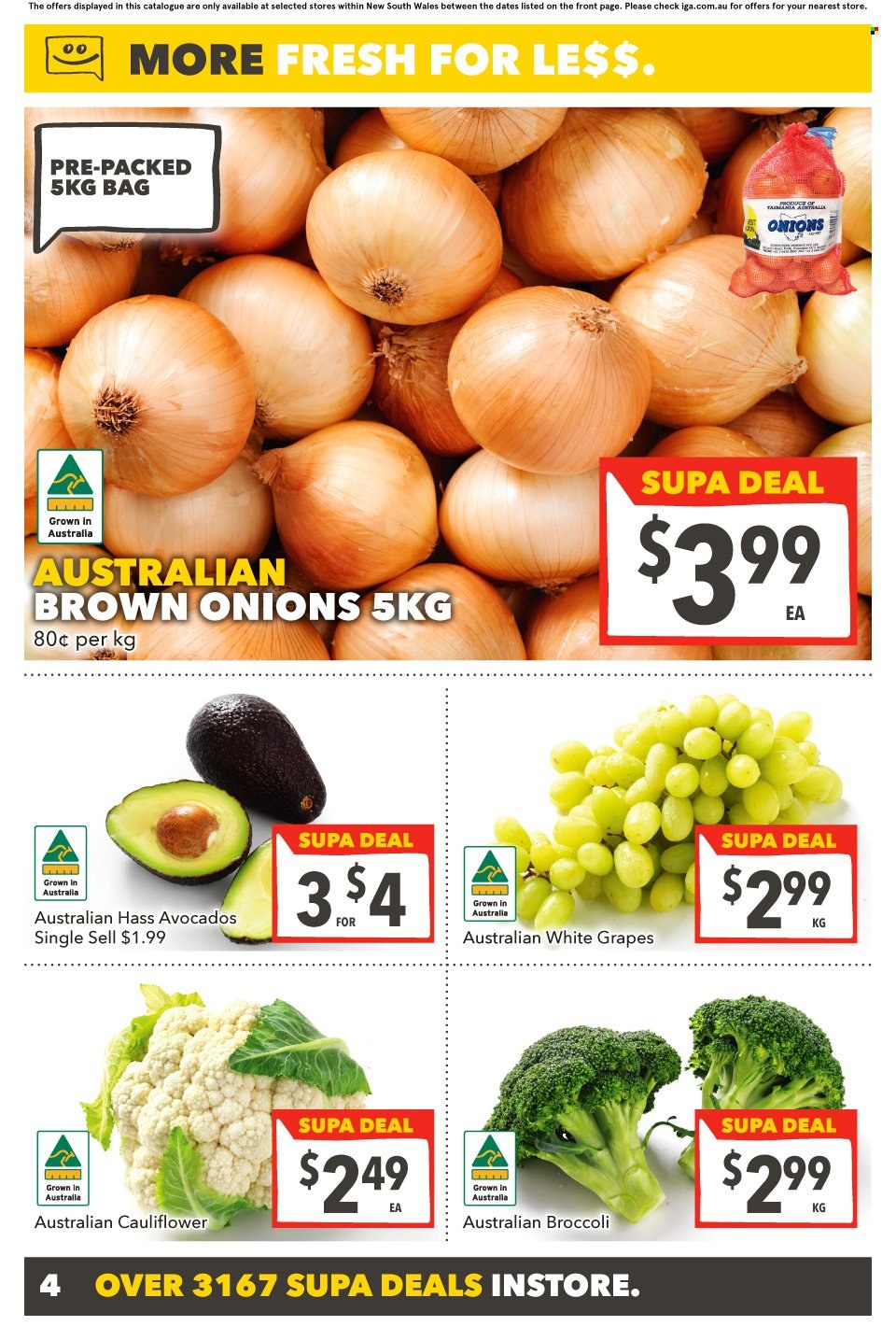 SUPA VALU Catalogue - 24 May 2023 - 30 May 2023 - Sales products - broccoli, cauliflower, onion, avocado, grapes, bag. Page 5.