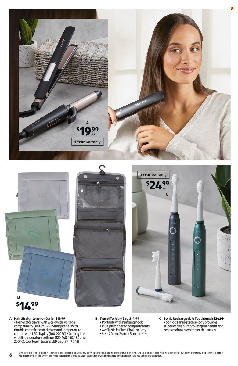 ALDI Catalogue - 31 May 2023 - 6 Jun 2023 - Sales products - toothbrush, plate, iron, curling iron, straightener. Page 6.