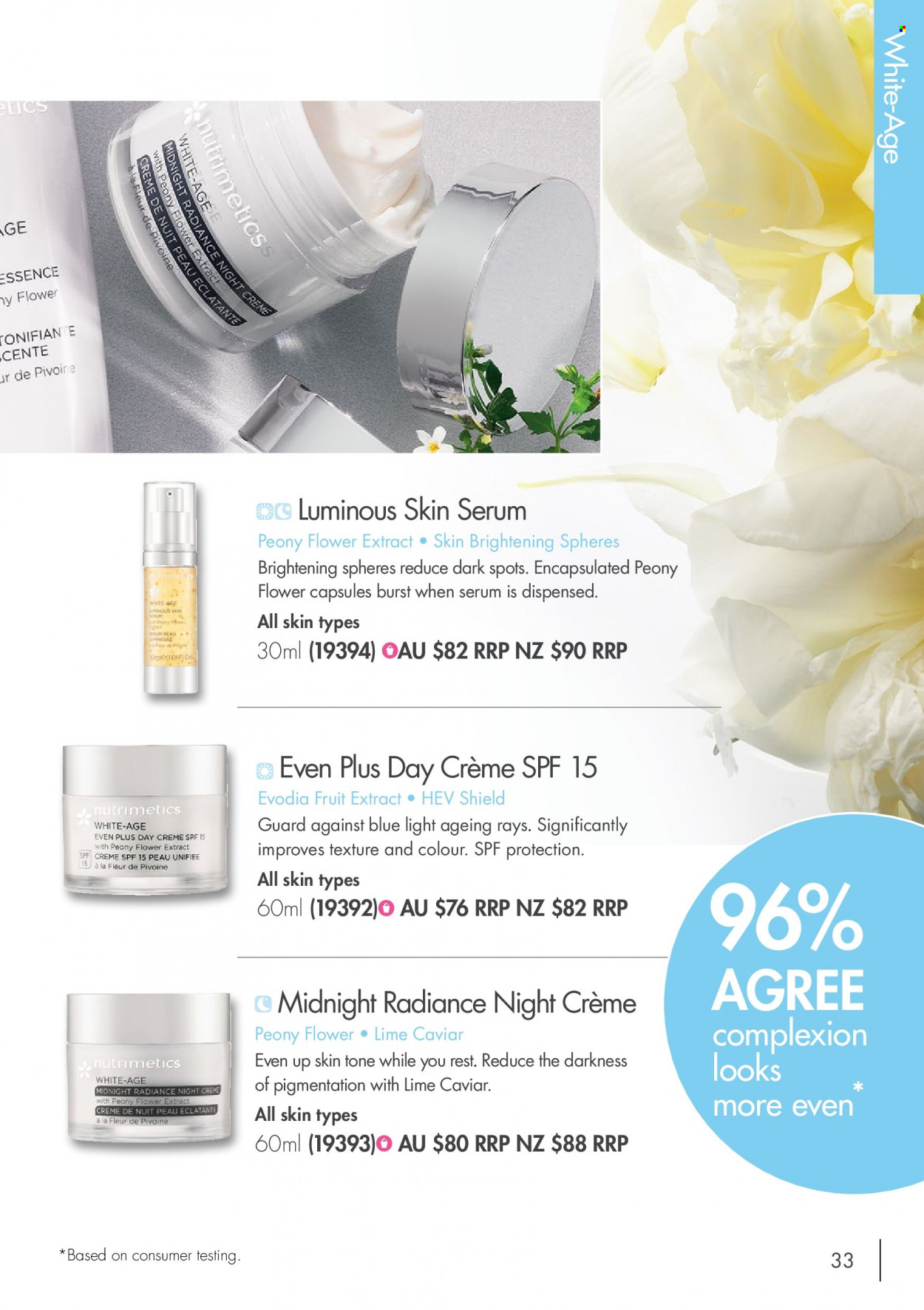 thumbnail - Nutrimetics Catalogue - Sales products - serum, skin care product. Page 33.