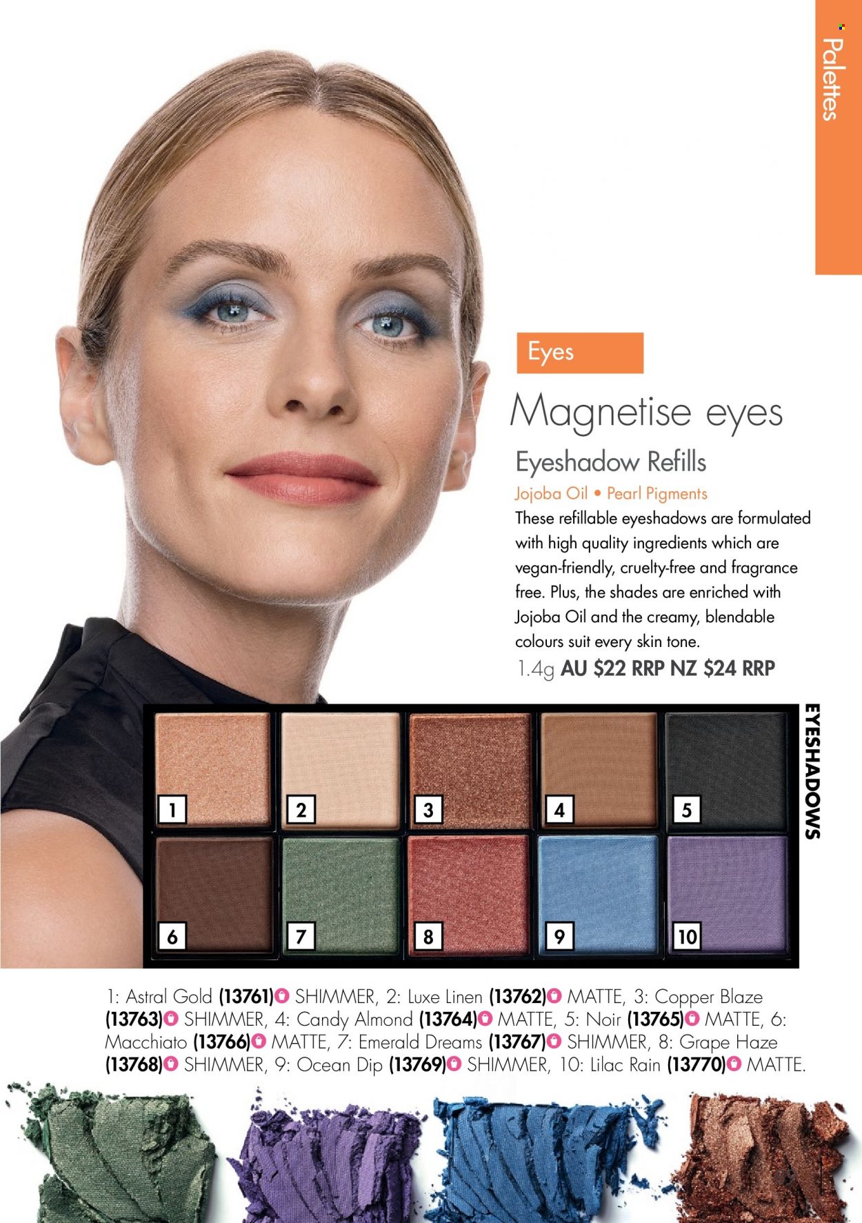 thumbnail - Nutrimetics Catalogue - Sales products - eyeshadow, shades. Page 89.