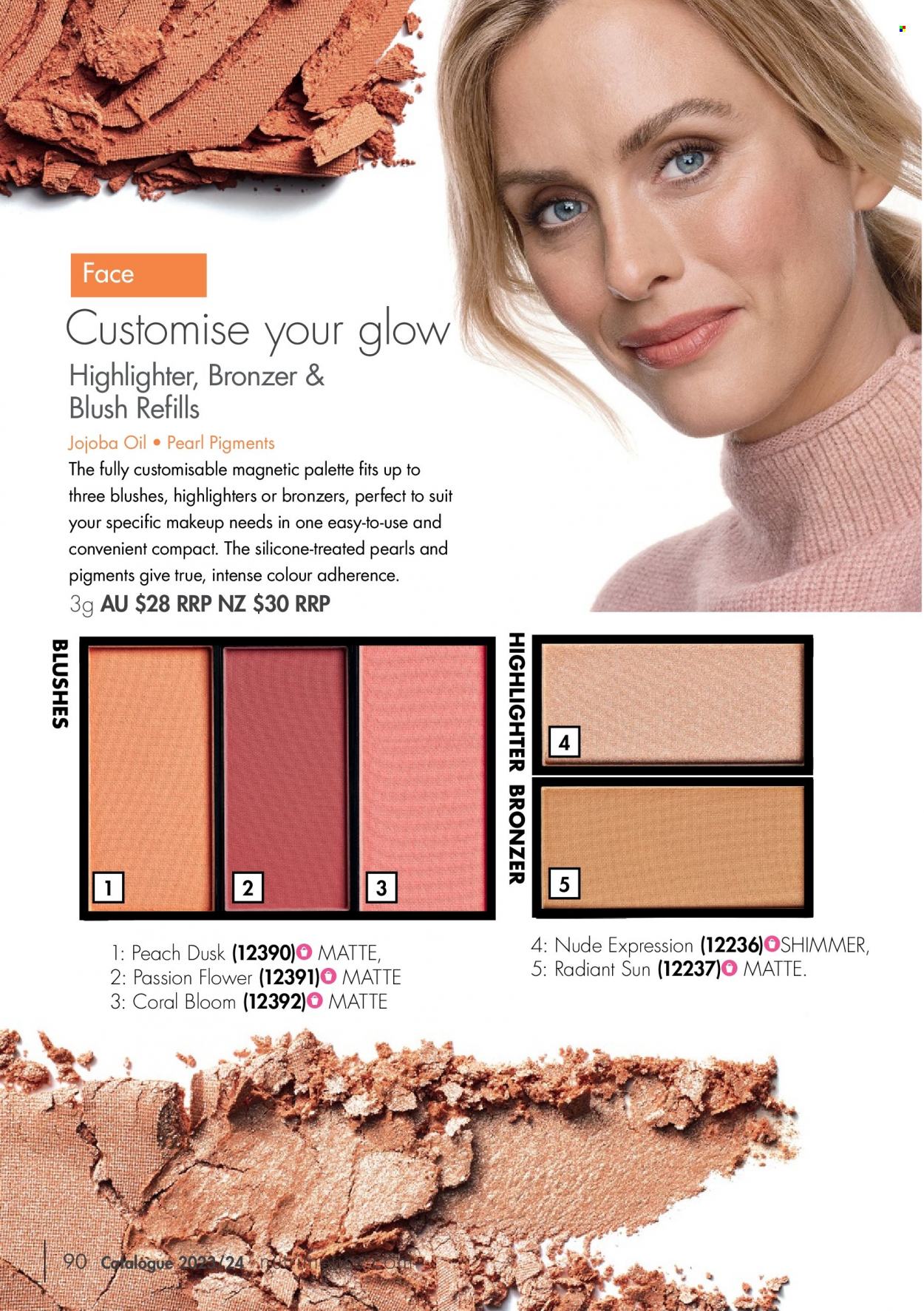 thumbnail - Nutrimetics Catalogue - Sales products - Palette, makeup, bronzing powder, highlighters. Page 90.