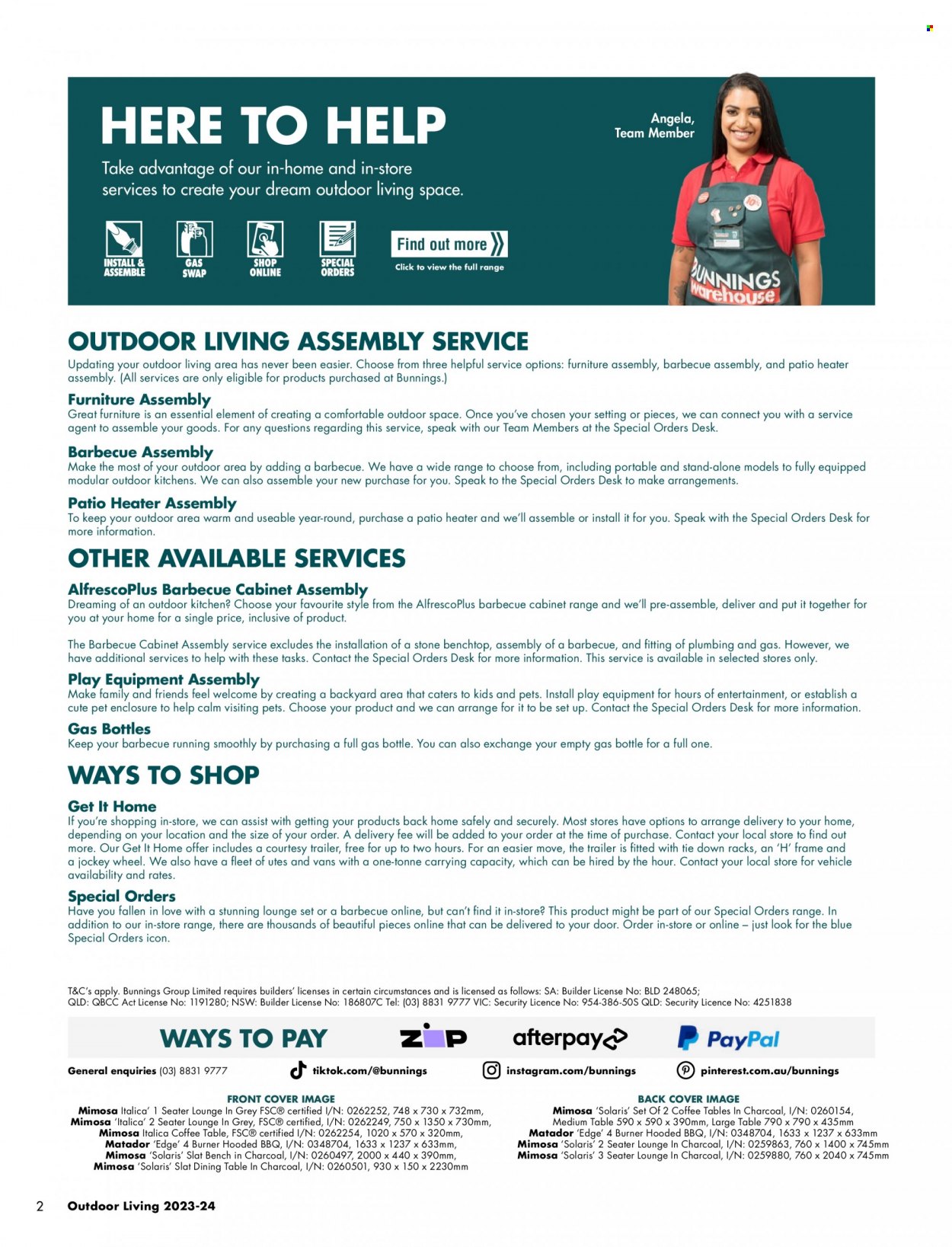 thumbnail - Bunnings Warehouse Catalogue - Sales products - cabinet, dining table, table, bench, lounge, coffee table, desk, pet enclosure, heater, charcoal, jockey wheel, gas bottle. Page 2.