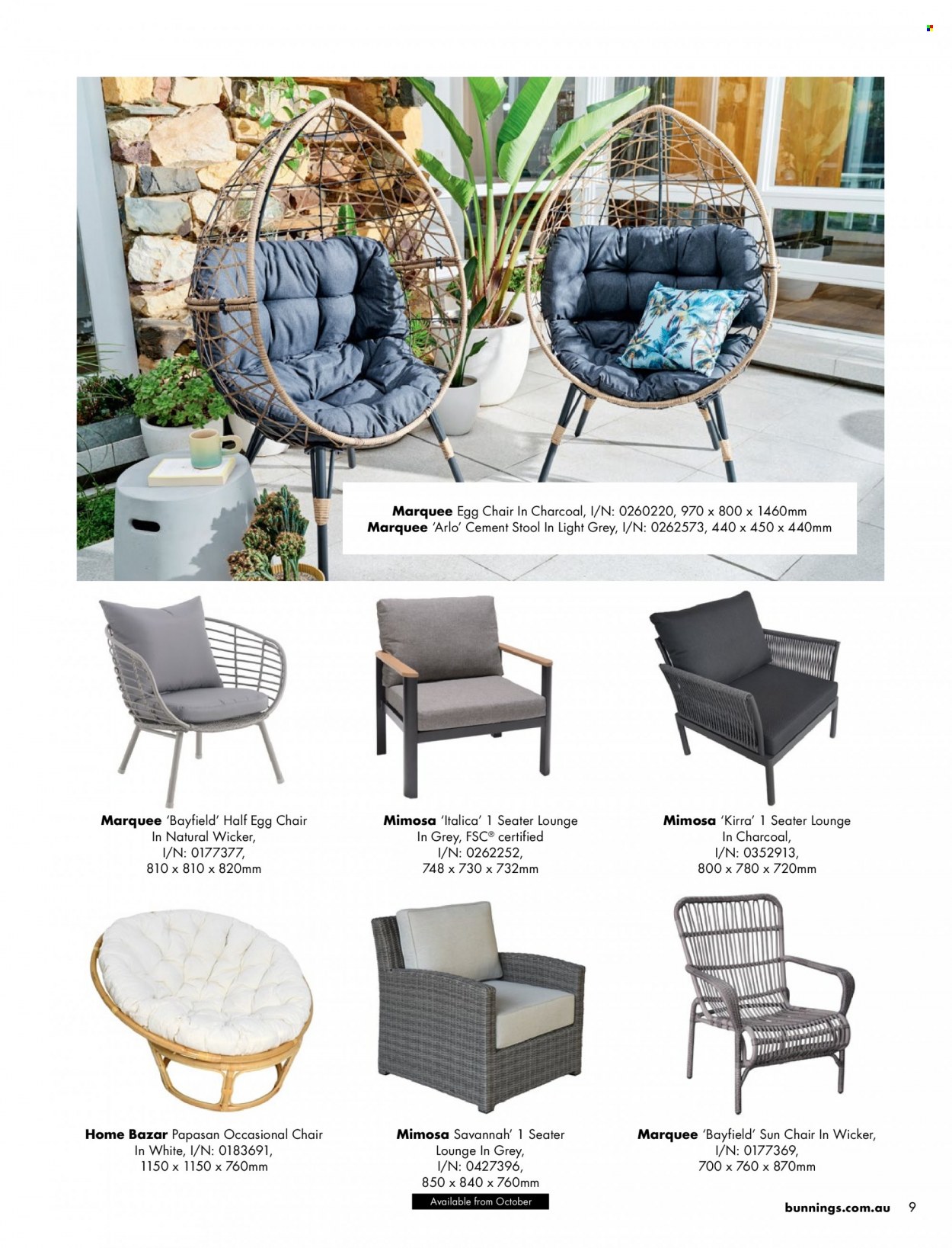 thumbnail - Bunnings Warehouse Catalogue - Sales products - stool, chair, lounge. Page 9.