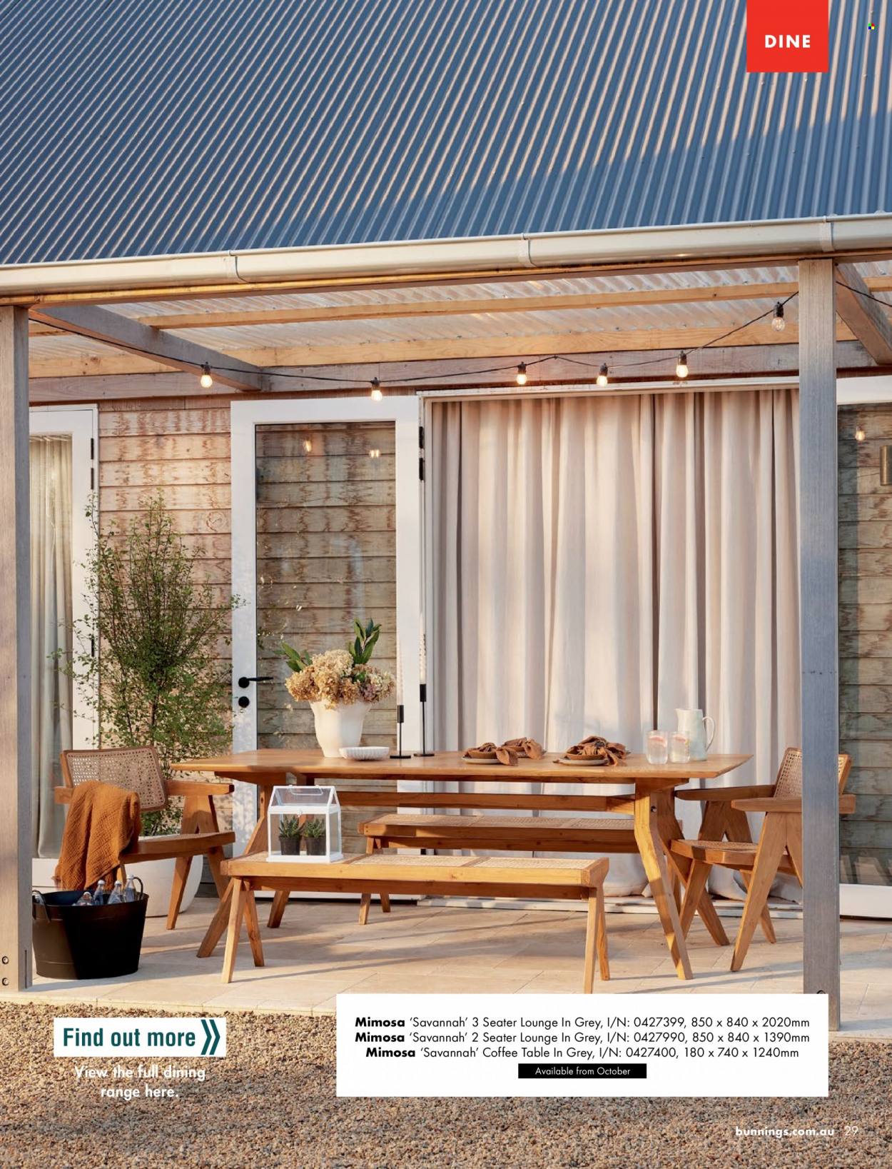 thumbnail - Bunnings Warehouse Catalogue - Sales products - table, lounge, coffee table. Page 29.
