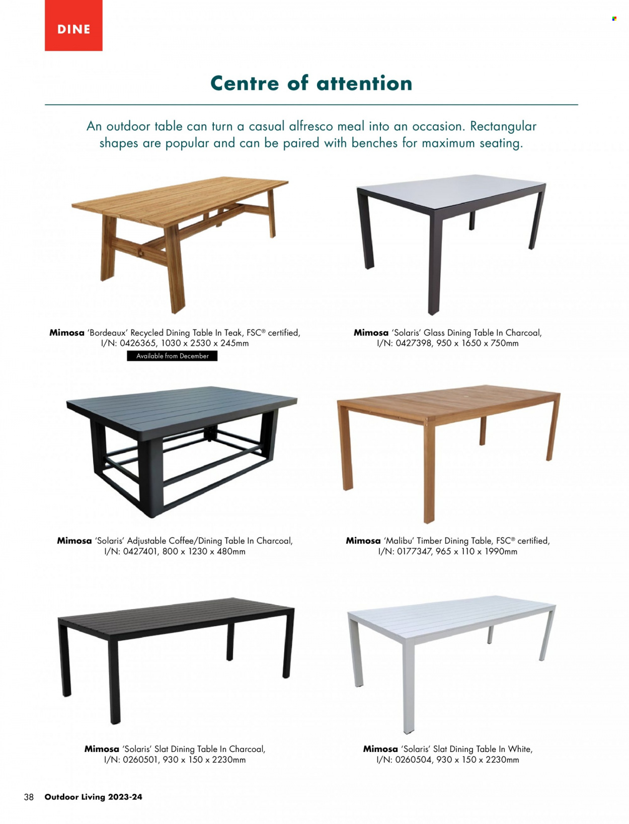 thumbnail - Bunnings Warehouse Catalogue - Sales products - dining table, table, charcoal. Page 38.