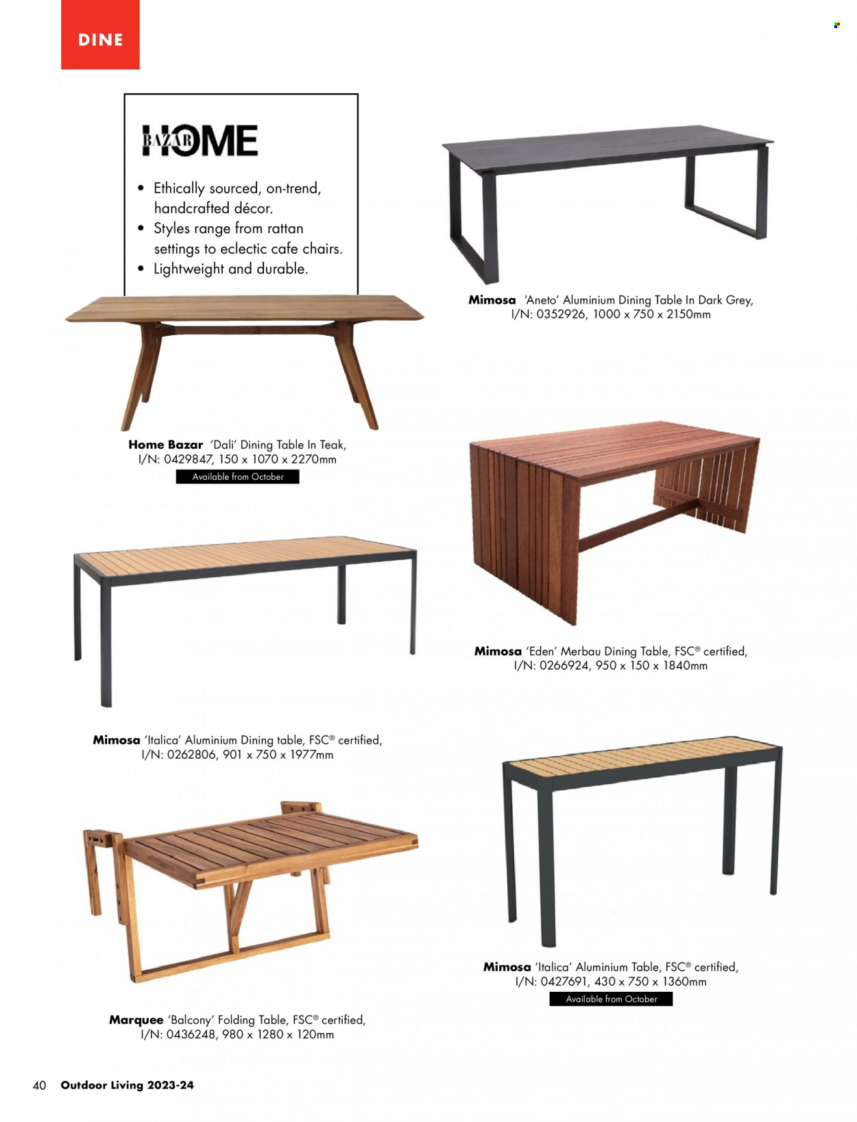 thumbnail - Bunnings Warehouse Catalogue - Sales products - dining table, table, chair, folding table. Page 40.