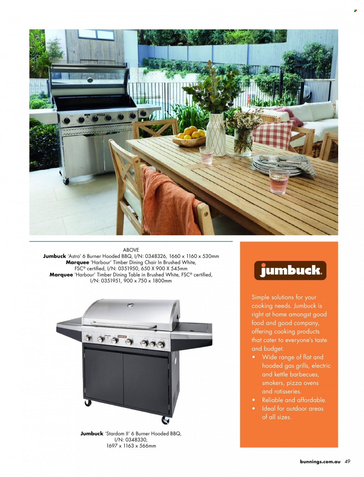 thumbnail - Bunnings Warehouse Catalogue - Sales products - dining table, table, dining chair, chair. Page 49.