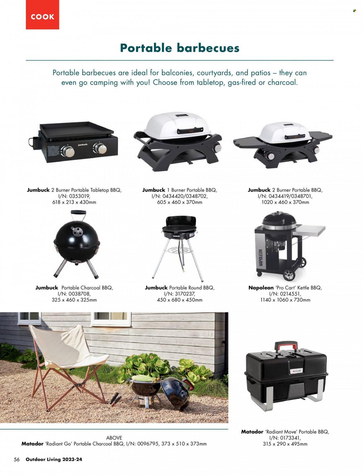 thumbnail - Bunnings Warehouse Catalogue - Sales products - portable barbecue. Page 56.