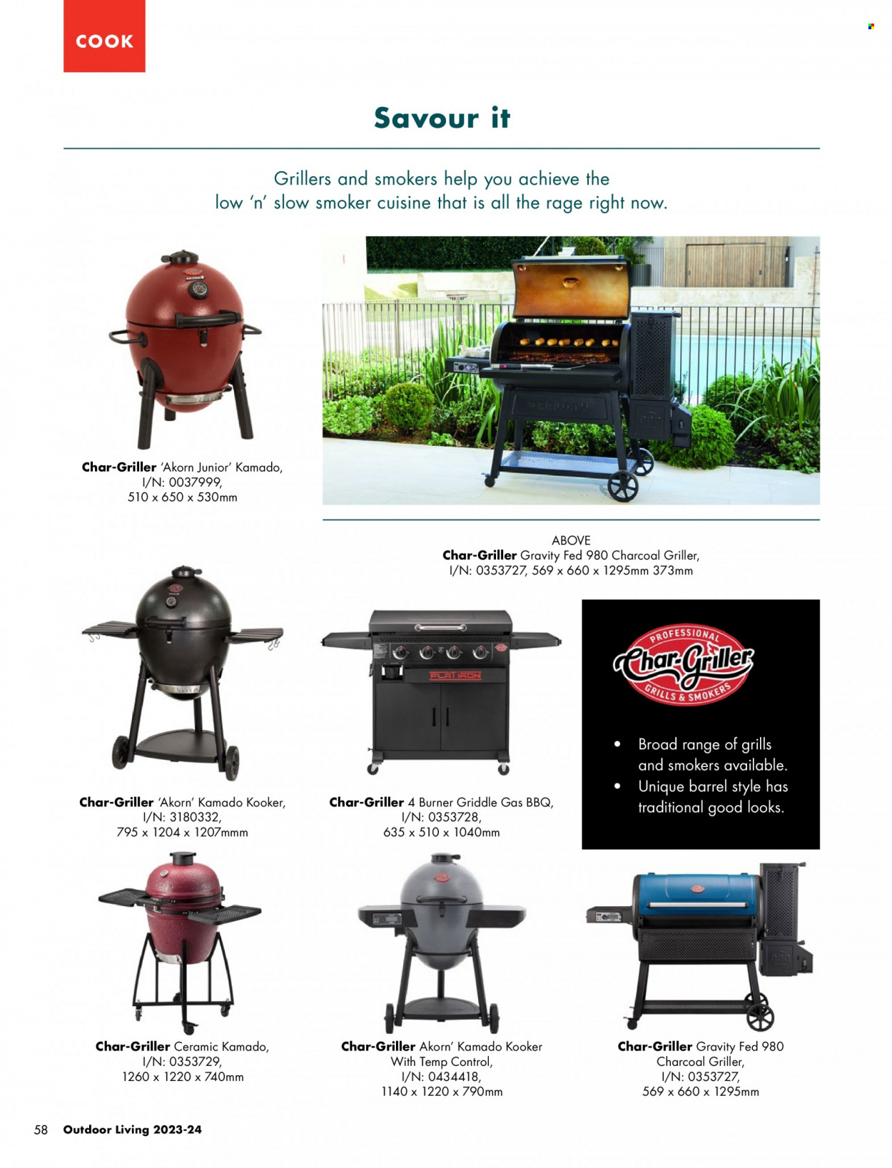 thumbnail - Bunnings Warehouse Catalogue - Sales products - charcoal, smoker, griddle. Page 58.