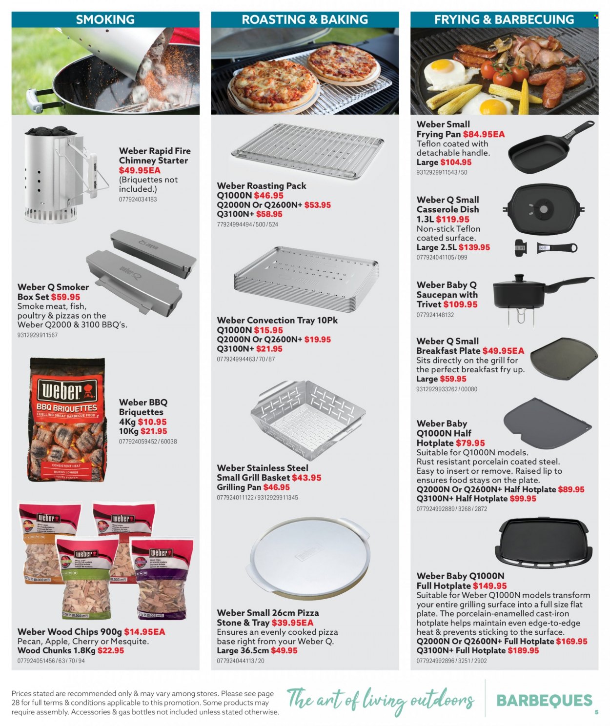 Mitre 10 Catalogue - 27 Sep 2023 - 31 Dec 2023 - Sales products - pizza stone, tray, pan, casserole, saucepan, frypan, grill, smoker, Weber, briquettes. Page 5.