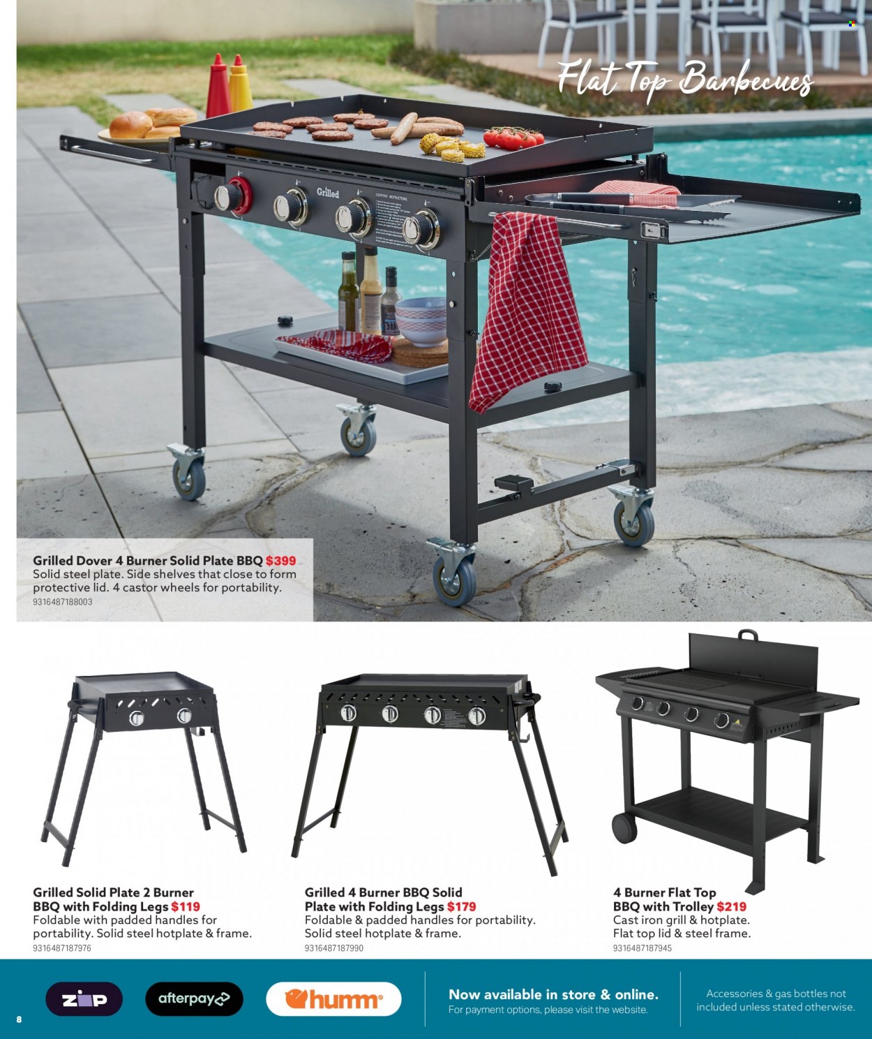 thumbnail - Mitre 10 Catalogue - 27 Sep 2023 - 31 Dec 2023 - Sales products - trolley, lid, plate, lighting, grill. Page 8.