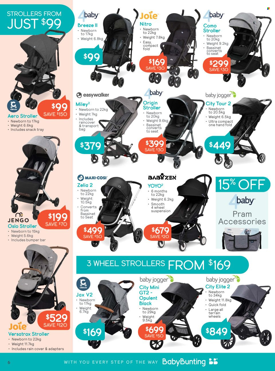 Baby Bunting Catalogue - 9 Nov 2023 - 3 Dec 2023 - Sales products - joggers, pram, Joie, Maxi-Cosi. Page 6.