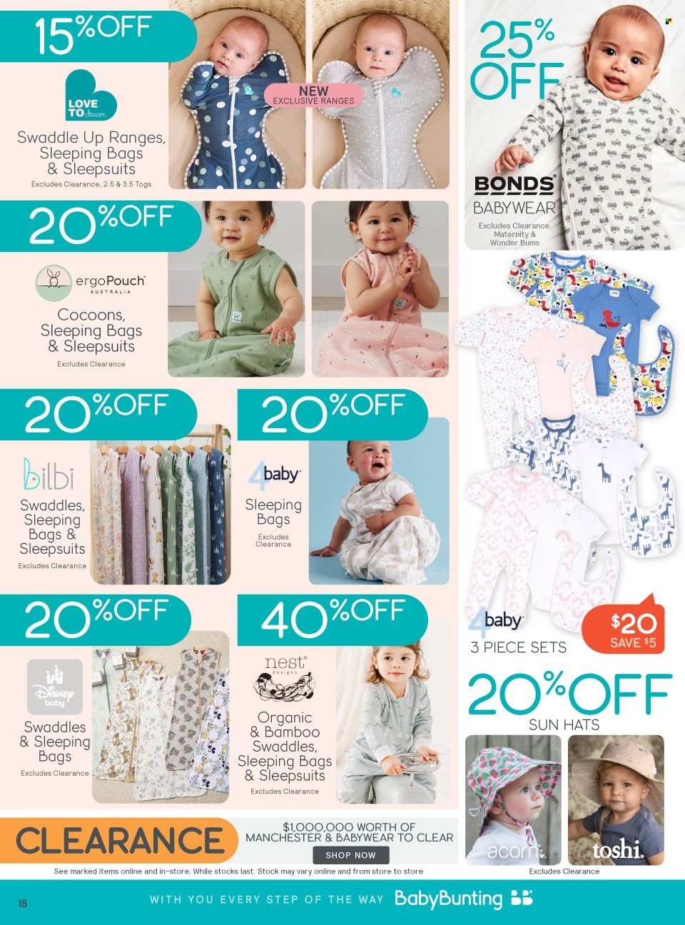 Baby Bunting Catalogue - 9 Nov 2023 - 3 Dec 2023 - Sales products - Disney, Bonds, hat. Page 18.