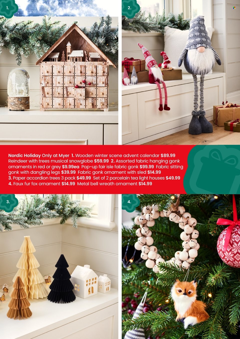 Myer Catalogue - Sales products - advent calendar, paper, reindeer, wreath. Page 9.