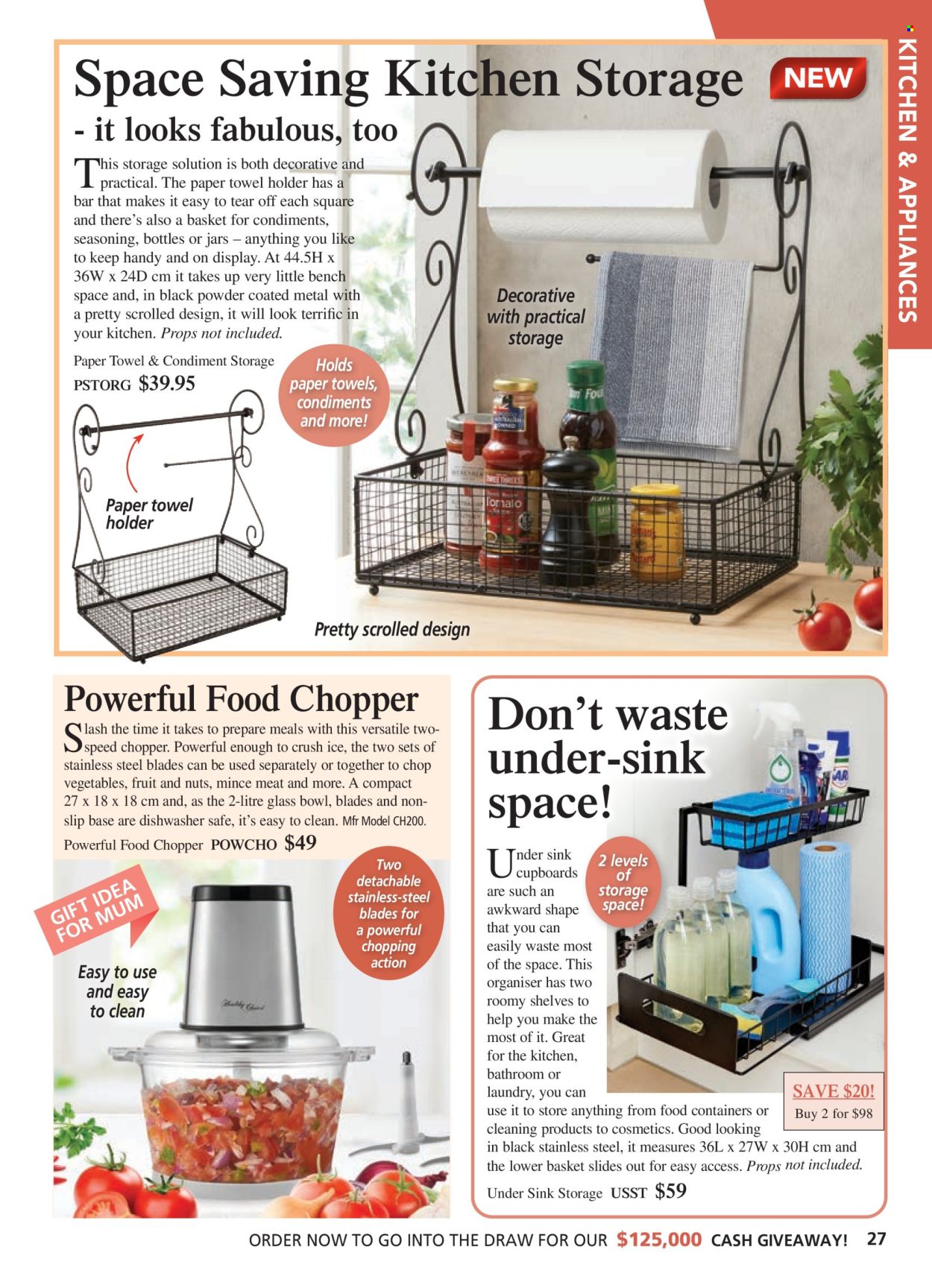 thumbnail - Innovations Catalogue - Sales products - slides, basket, handy chopper, glass bowl, bowl, container, jar, storage container, kitchen towels. Page 27.