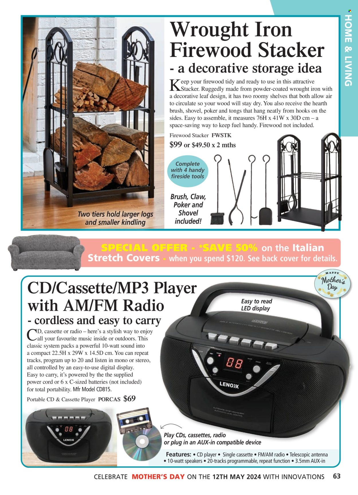 thumbnail - Innovations Catalogue - Sales products - hook, plug, tong, radio, cd player, mp3 player, speaker, antenna. Page 63.