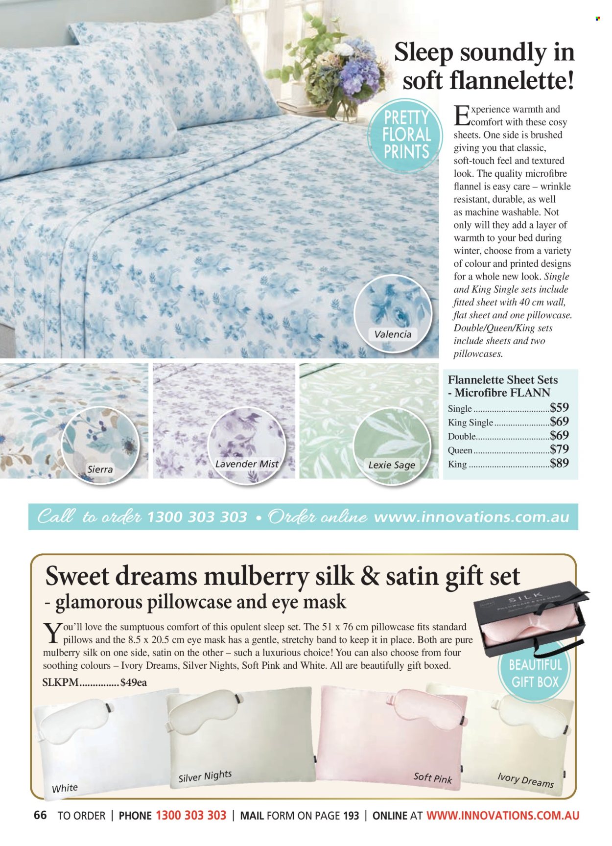 thumbnail - Innovations Catalogue - Sales products - gift set, gift box, bedding, pillow, pillowcase, flannelette sheets, bed sheet, sleep set. Page 66.