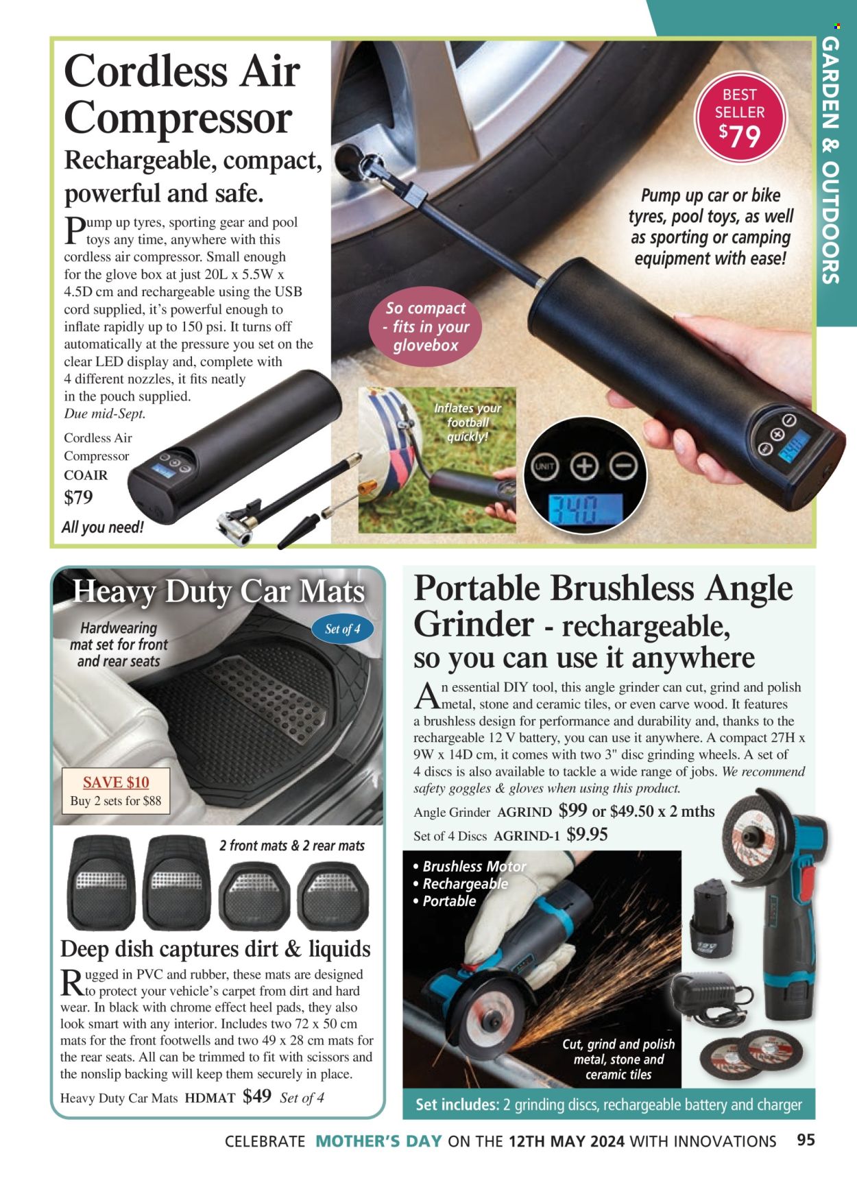 thumbnail - Innovations Catalogue - Sales products - compressor, scissors, eraser, rechargeable battery, polish. Page 95.