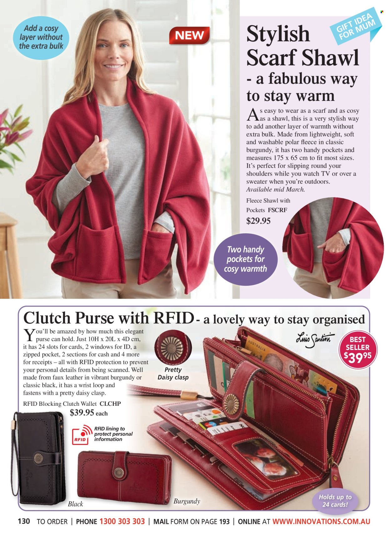 thumbnail - Innovations Catalogue - Sales products - sweater, scarf, watch. Page 130.