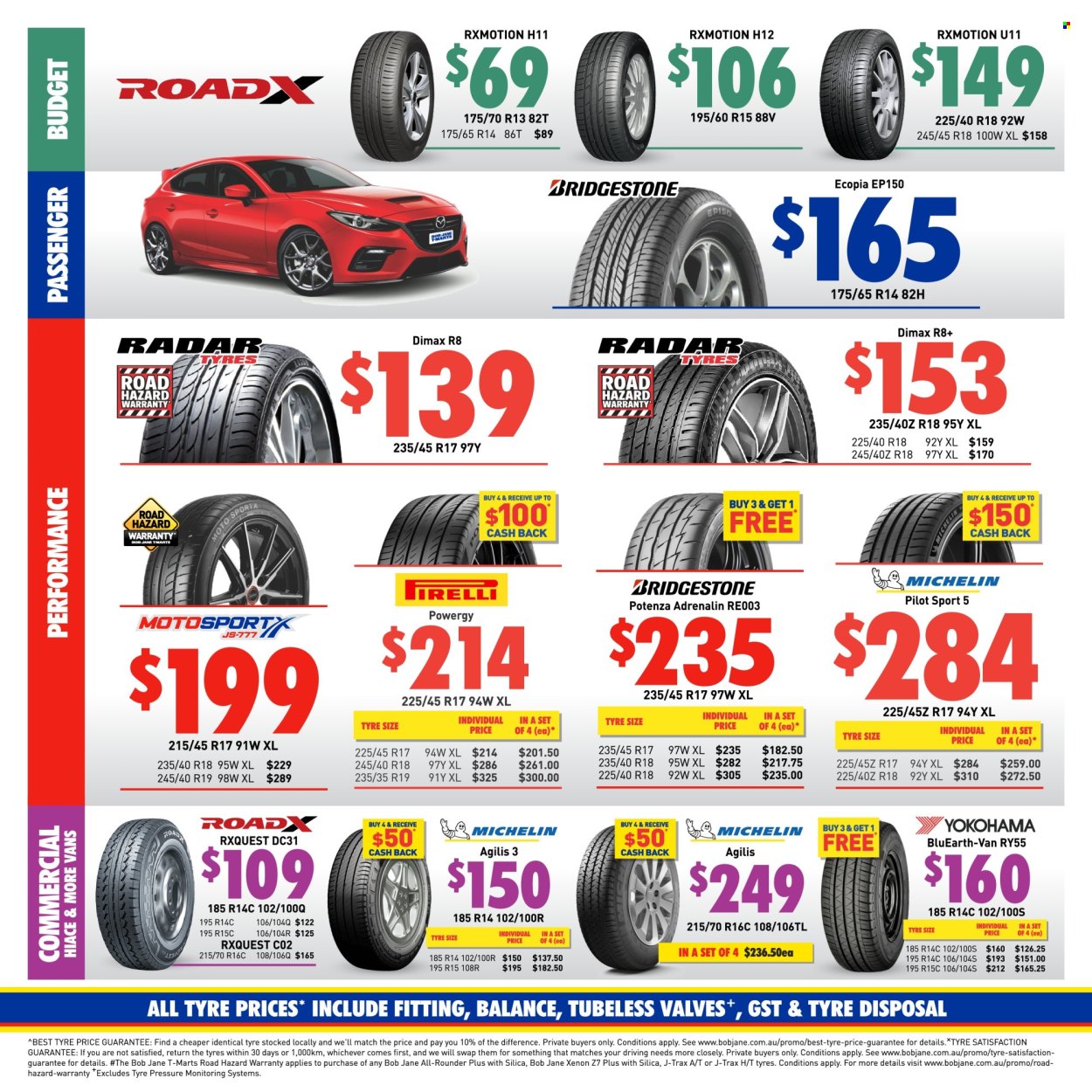 thumbnail - Bob Jane Catalogue - 1 Apr 2024 - 30 Apr 2024 - Sales products - Bridgestone, Michelin, tires, Yokohama. Page 2.