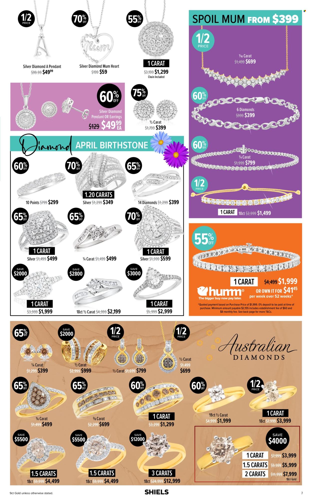 thumbnail - Shiels Catalogue - 2 Apr 2024 - 12 May 2024 - Sales products - pendant, earrings. Page 7.