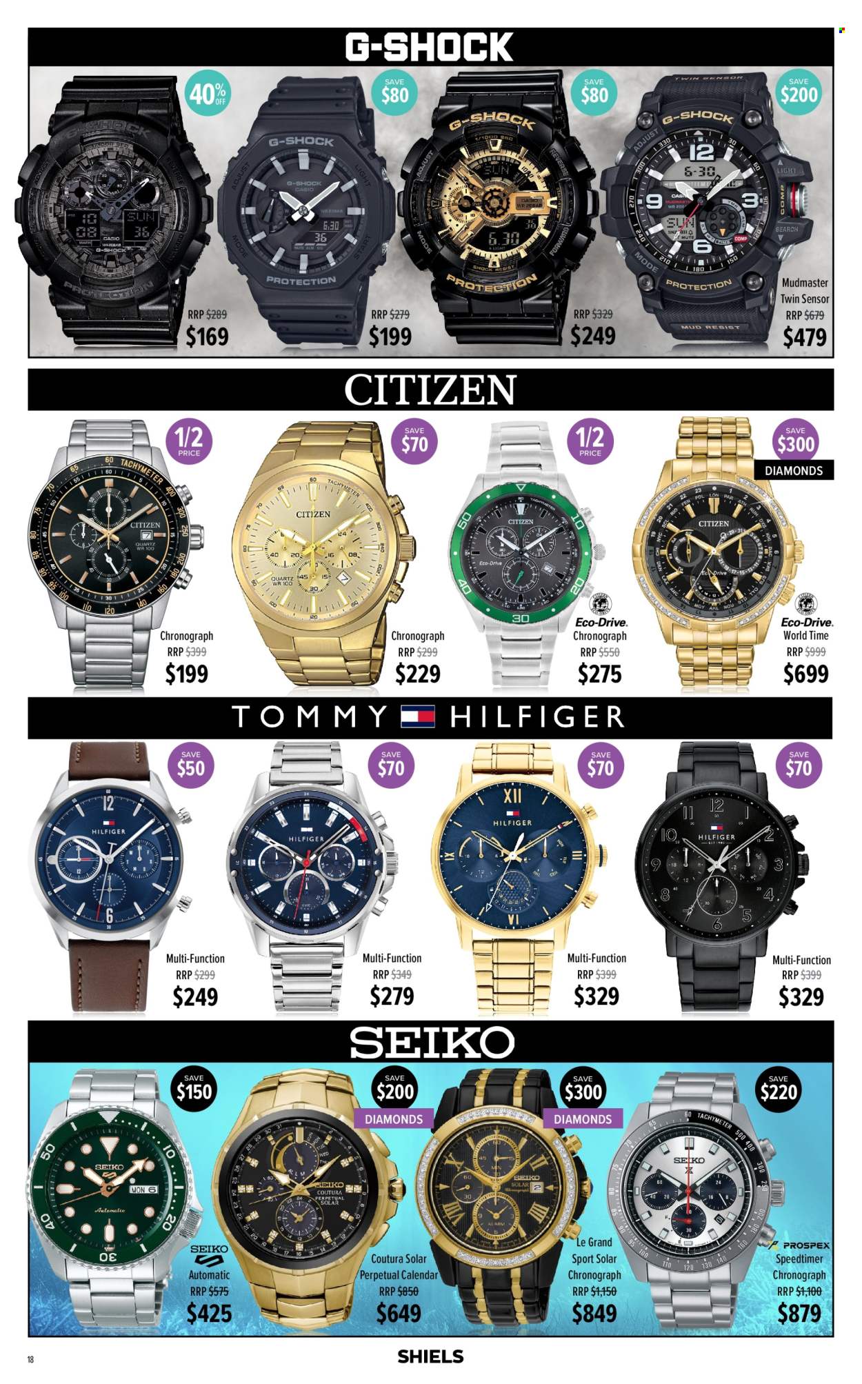 thumbnail - Shiels Catalogue - 2 Apr 2024 - 12 May 2024 - Sales products - Seiko, chronograph. Page 18.