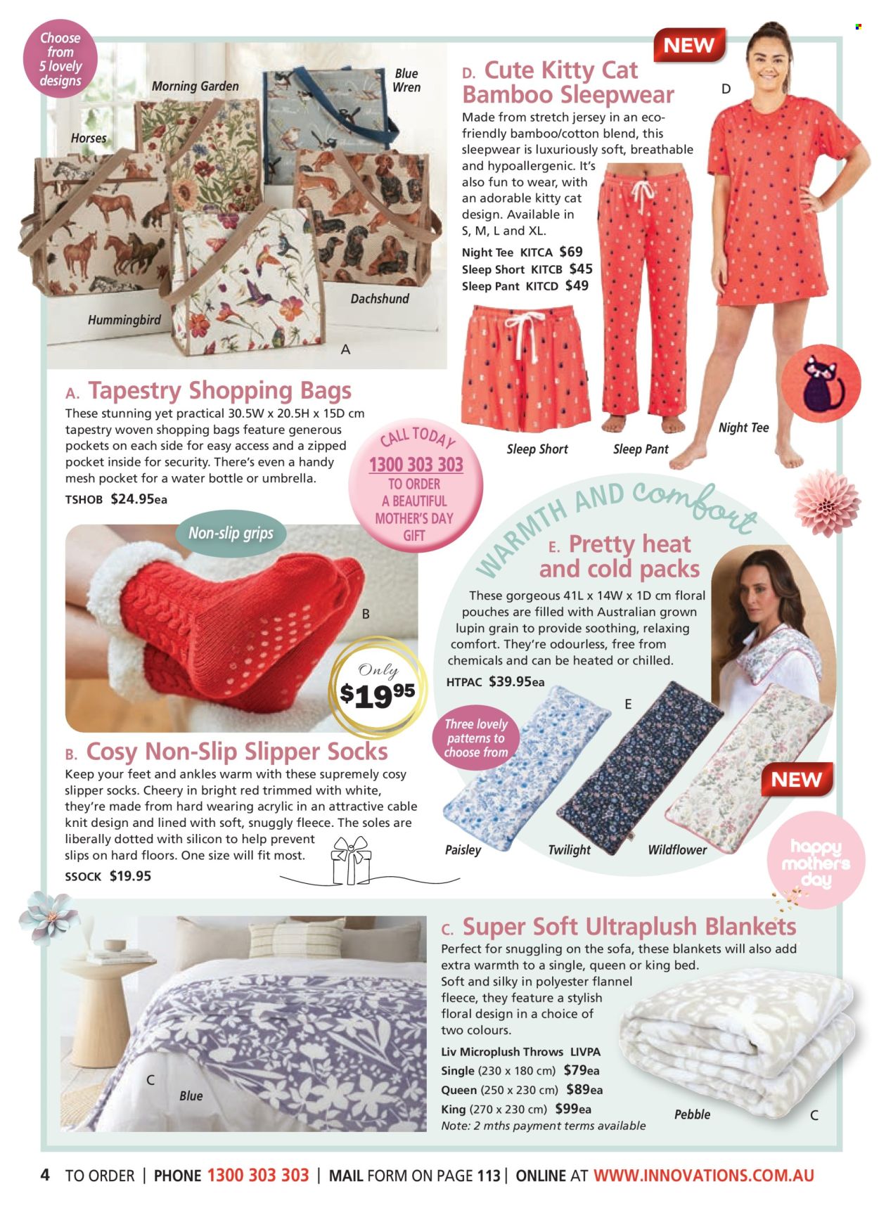 thumbnail - Innovations Catalogue - Sales products - slippers, drink bottle, bag, blanket, tapestry, t-shirt, socks, umbrella, sleepwear, pajamas. Page 4.