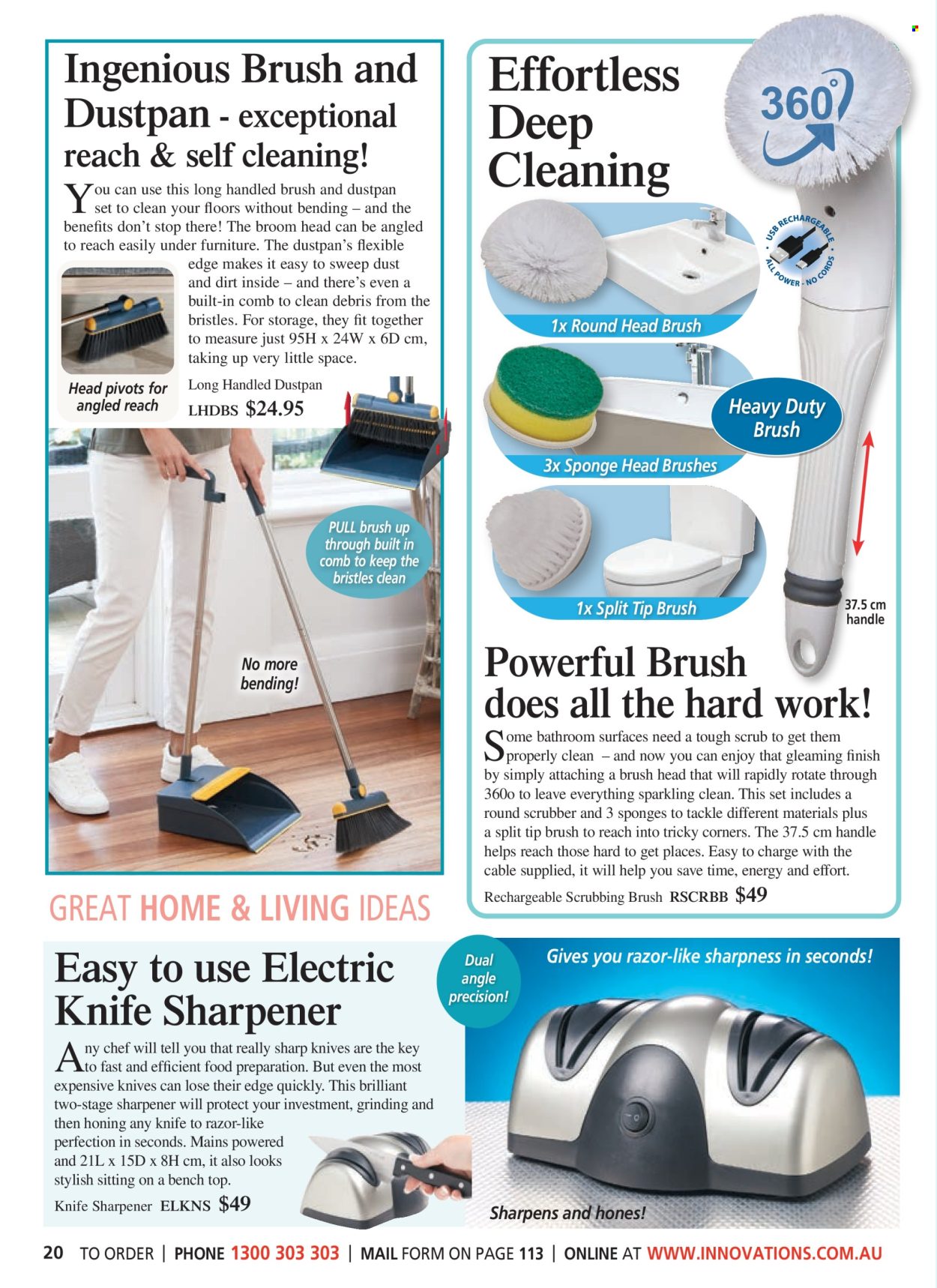 thumbnail - Innovations Catalogue - Sales products - knife, sponge, dustpan & brush, broom, sharpener, knife sharpener, Sharp. Page 20.