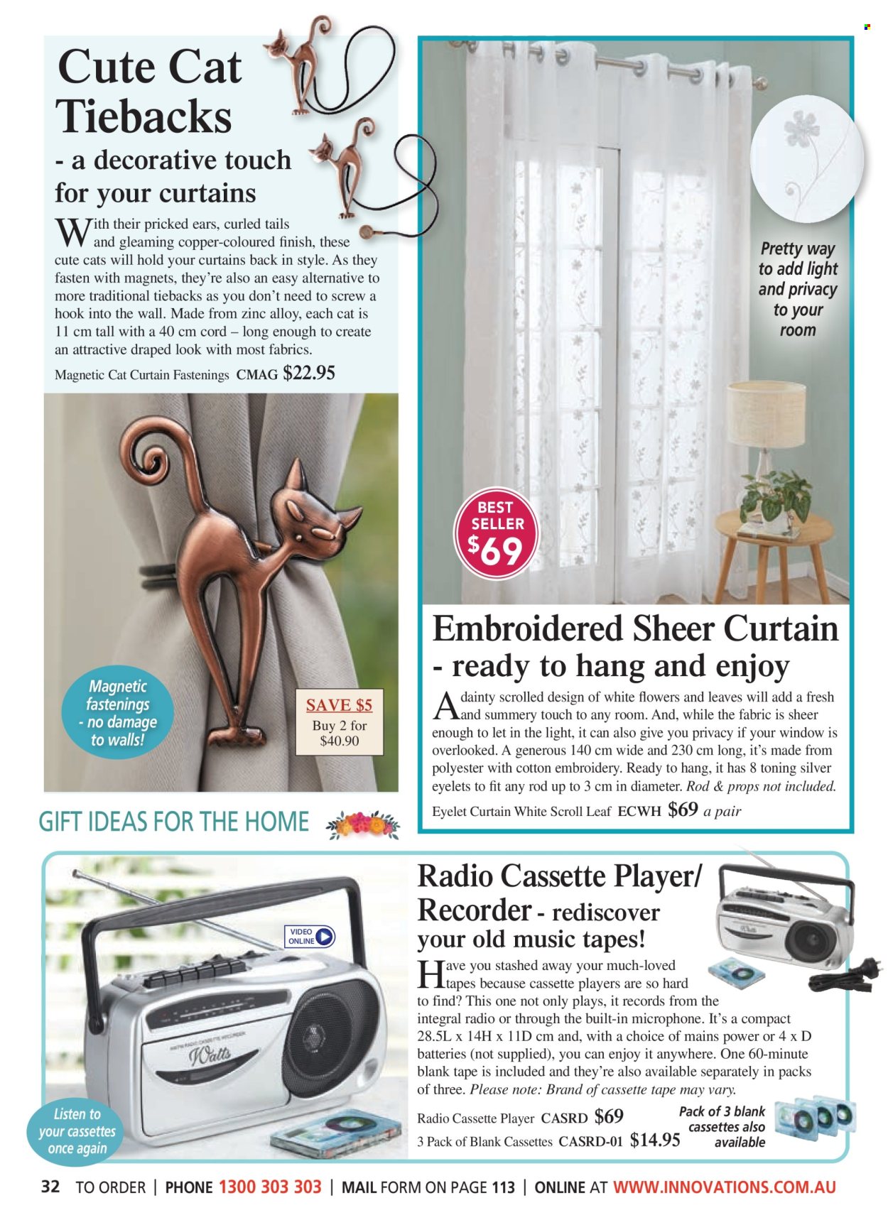 thumbnail - Innovations Catalogue - Sales products - curtain, radio, recorder. Page 32.