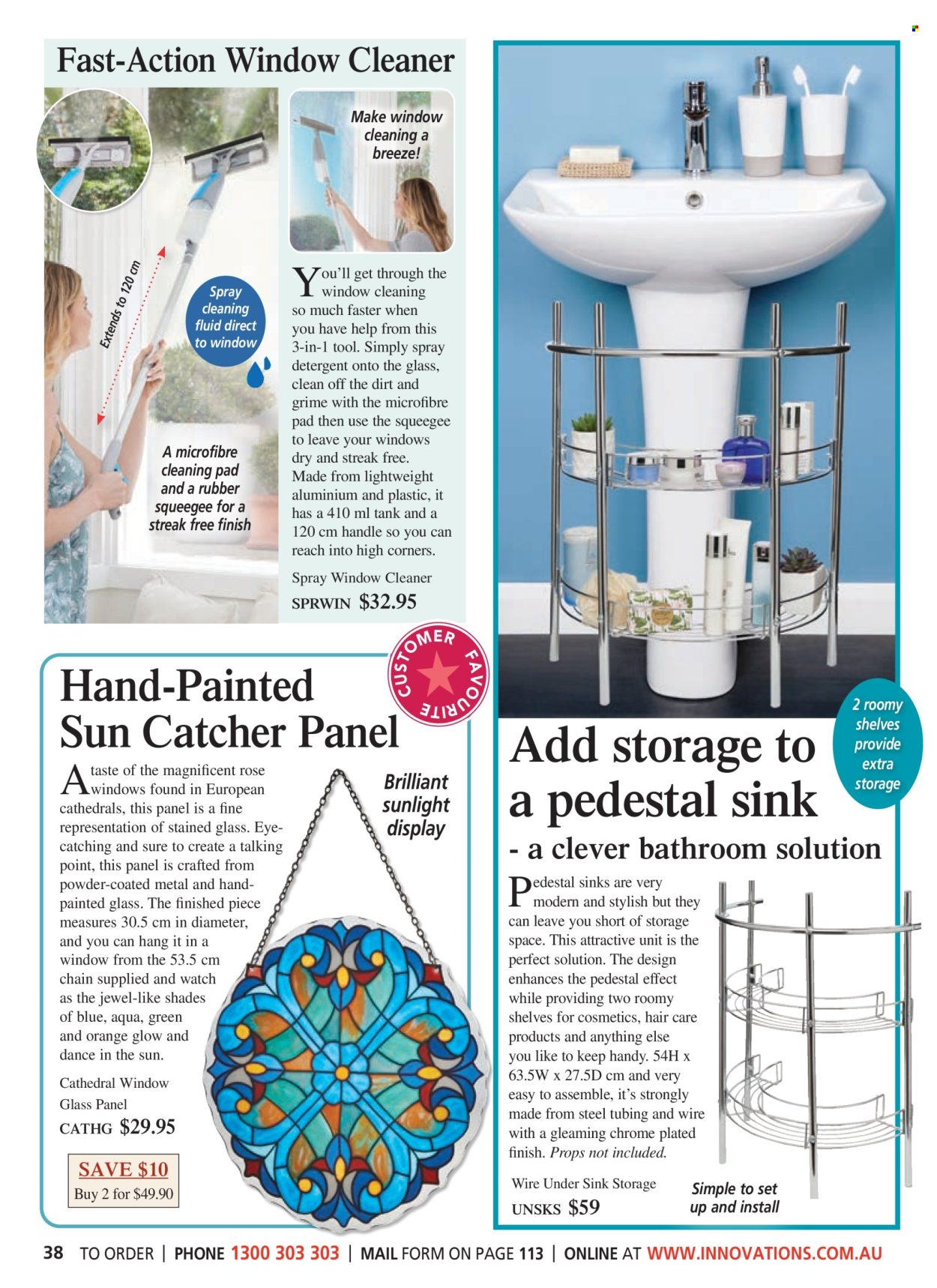 thumbnail - Innovations Catalogue - Sales products - window cleaner, eraser, bag, tank, watch, hair products. Page 38.