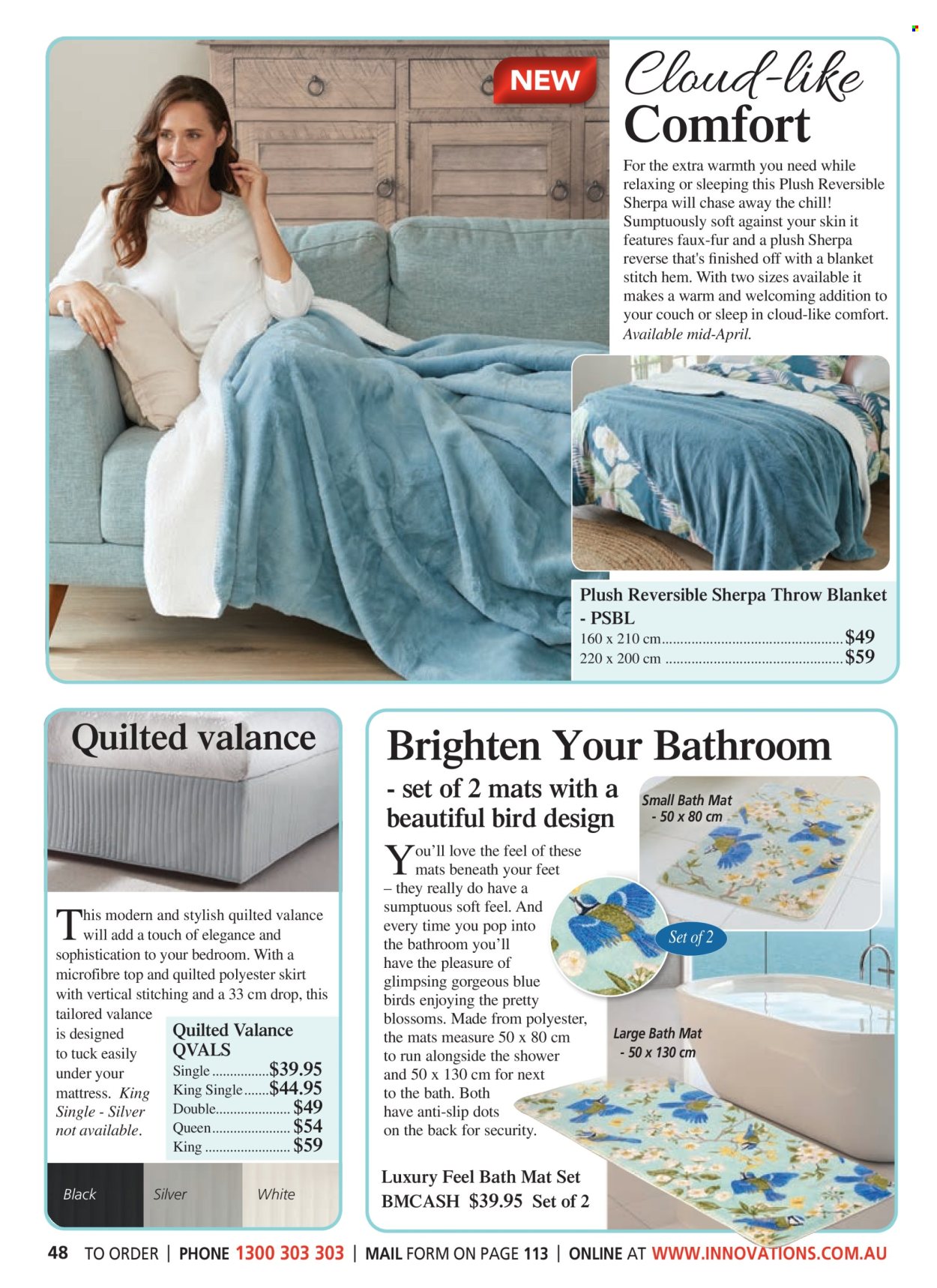thumbnail - Innovations Catalogue - Sales products - blanket, bath mat, skirt. Page 48.