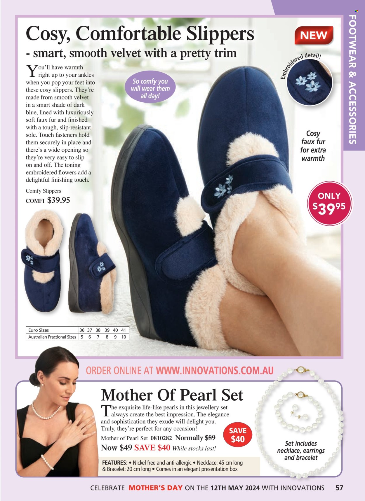 thumbnail - Innovations Catalogue - Sales products - slippers, bracelet, necklace, earrings, jewelry. Page 57.
