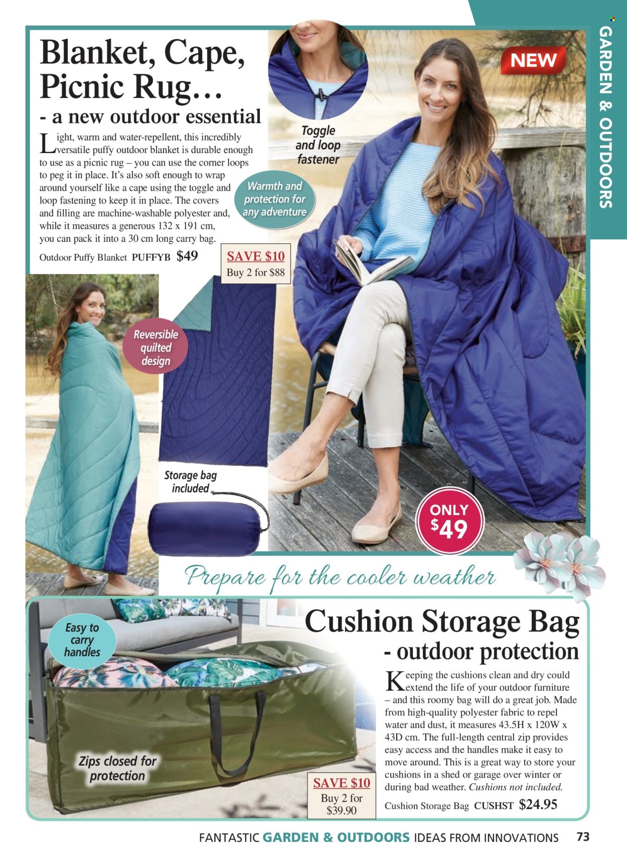 thumbnail - Innovations Catalogue - Sales products - storage bag, blanket, cushion, carry bag. Page 73.
