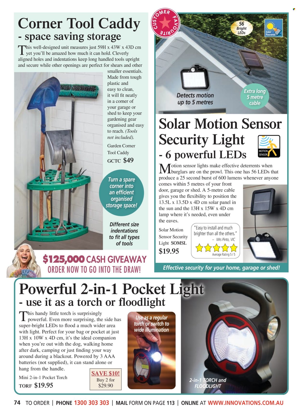 thumbnail - Innovations Catalogue - Sales products - scissors, lamp, floodlight, security light. Page 74.