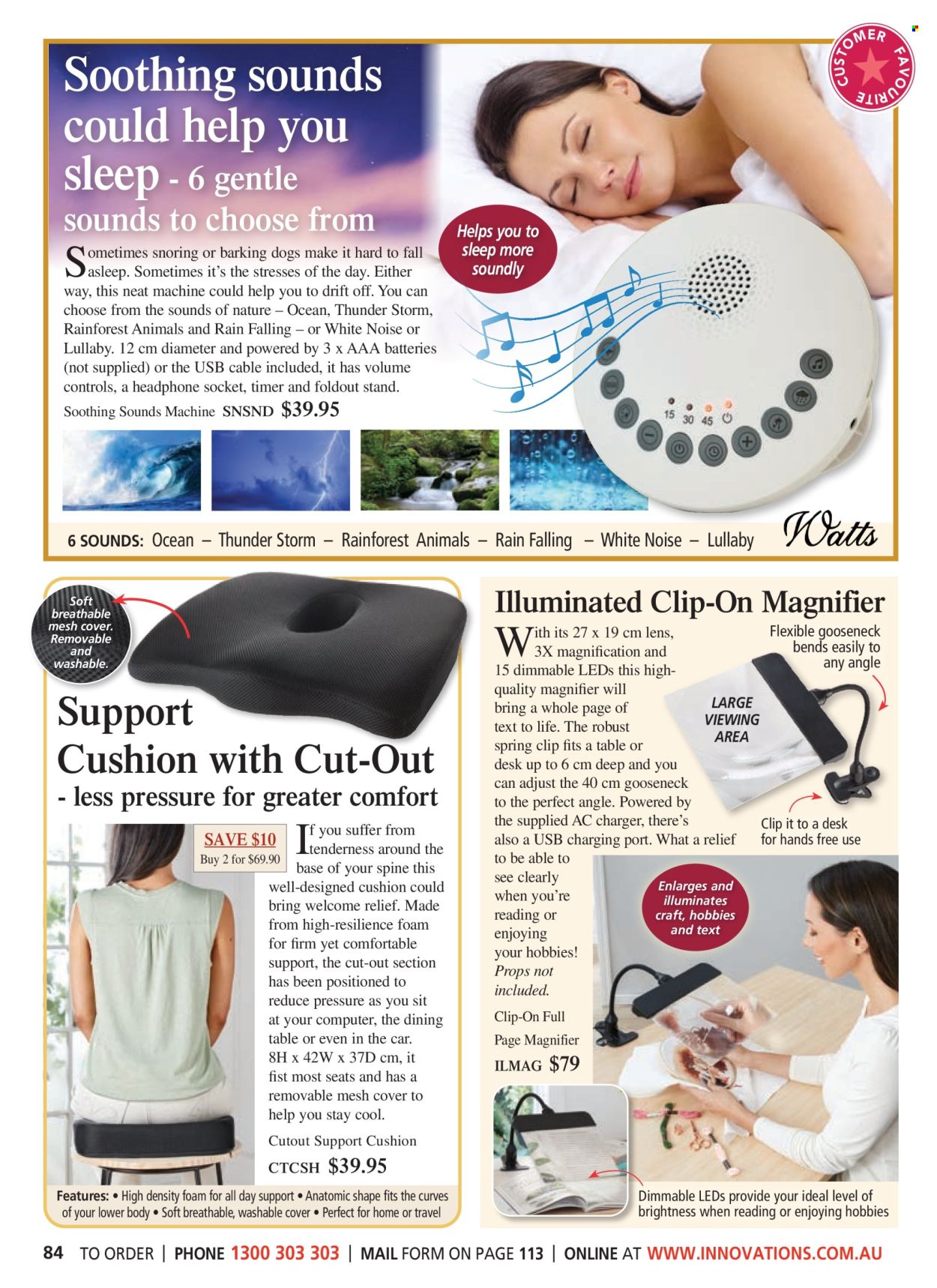 thumbnail - Innovations Catalogue - Sales products - magnifier, cushion, headphones. Page 84.