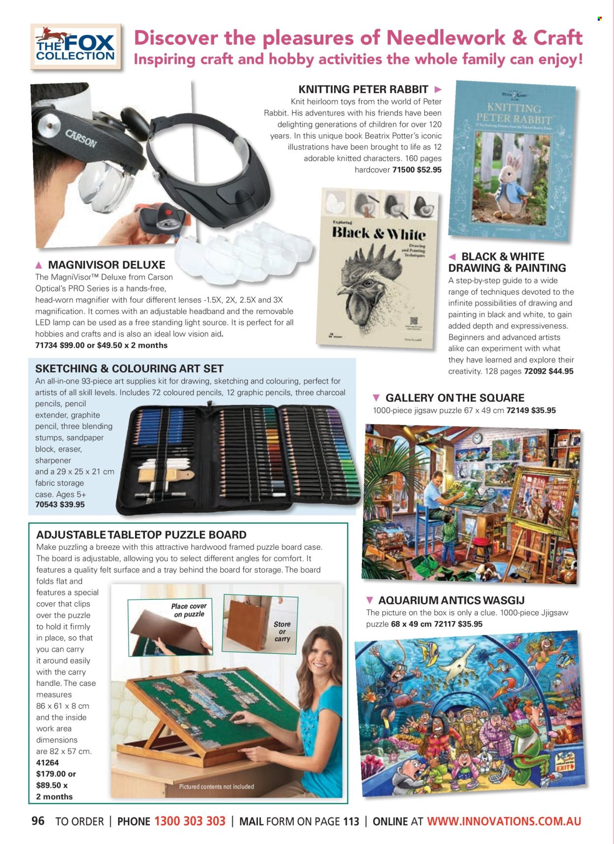 thumbnail - Innovations Catalogue - Sales products - magnifier, sharpener, eraser, art set, colored pencil, book, aquarium, headband, lamp. Page 96.