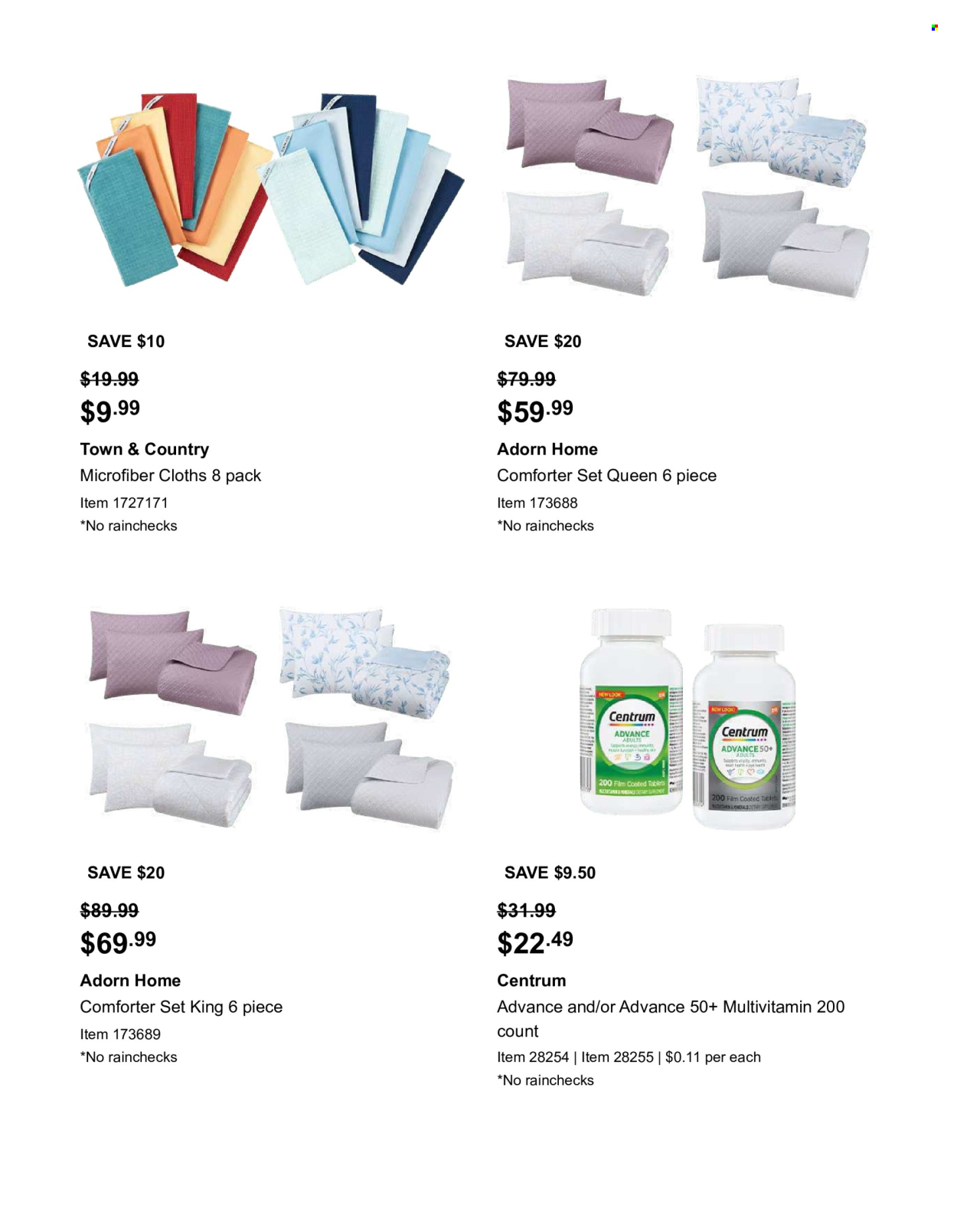thumbnail - Costco Catalogue - 15 Apr 2024 - 12 May 2024 - Sales products - microfiber towel, cloths, comforter, table, multivitamin, Centrum. Page 10.
