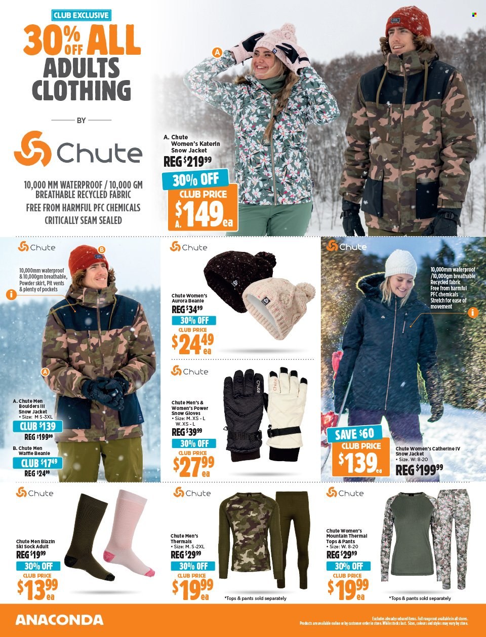 thumbnail - Anaconda Catalogue - 15 Apr 2024 - 5 May 2024 - Sales products - jacket, pants, skirt, tops, gloves. Page 4.