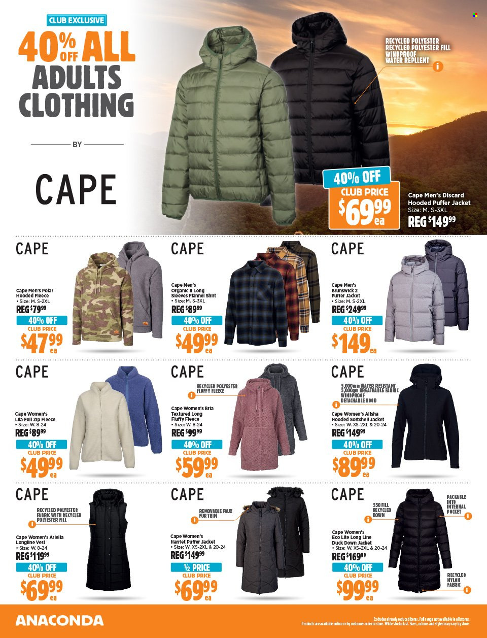 thumbnail - Anaconda Catalogue - 15 Apr 2024 - 5 May 2024 - Sales products - jacket, puffer jacket, flannel shirt, shirt, vest. Page 16.