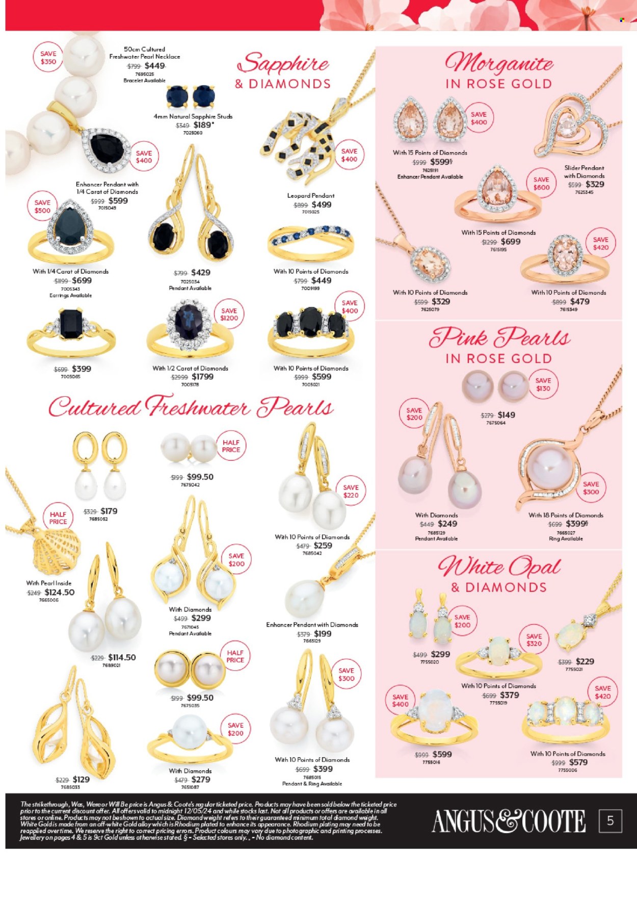 thumbnail - Angus & Coote Catalogue - 15 Apr 2024 - 12 May 2024 - Sales products - bracelet, necklace, studs, pendant, earrings, jewelry. Page 5.