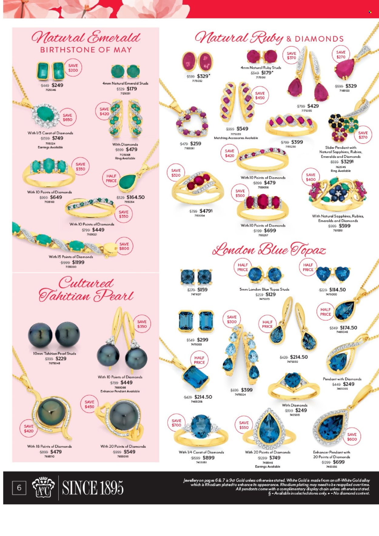 thumbnail - Angus & Coote Catalogue - 15 Apr 2024 - 12 May 2024 - Sales products - studs, pendant, earrings, jewelry. Page 6.