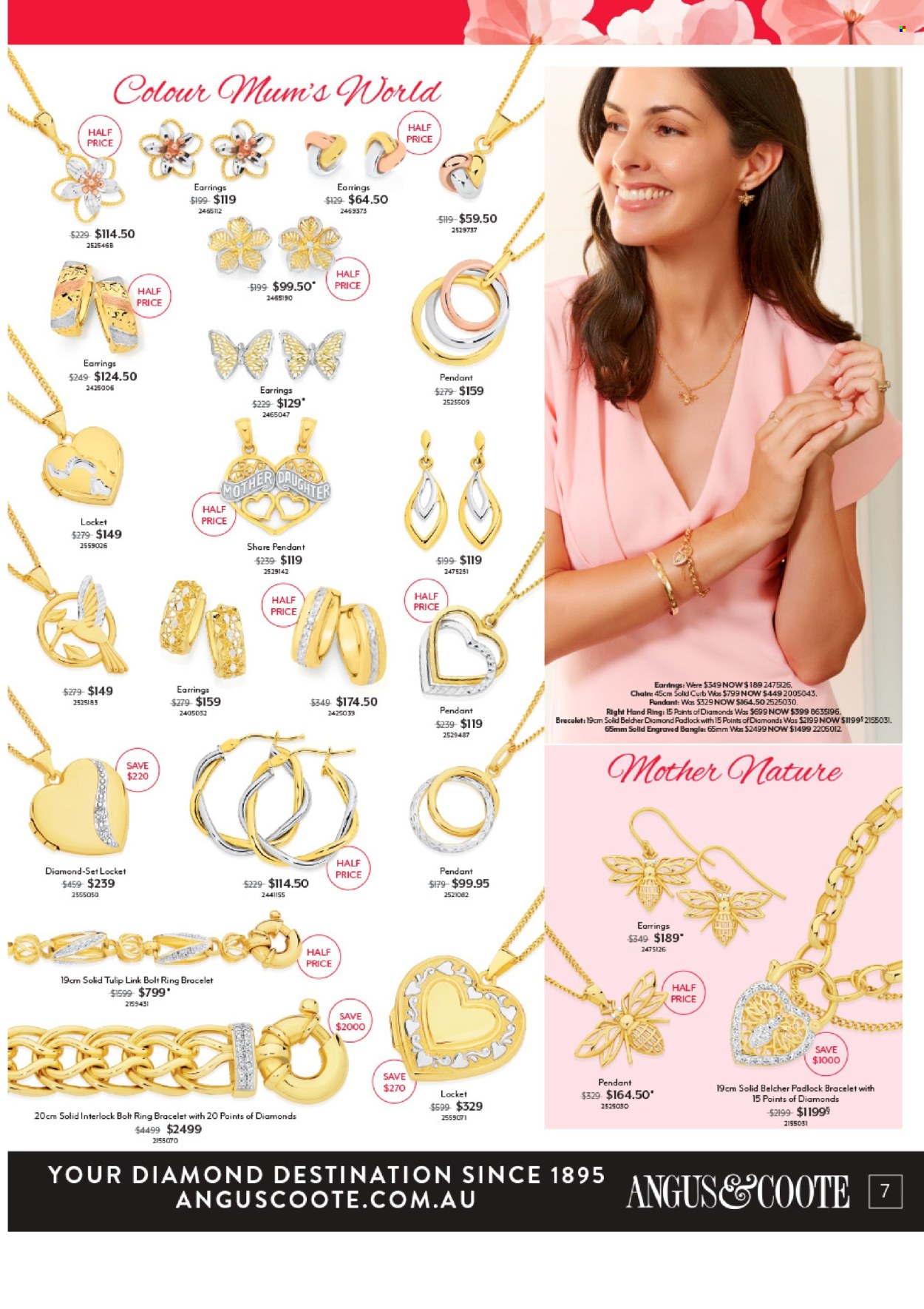 thumbnail - Angus & Coote Catalogue - 15 Apr 2024 - 12 May 2024 - Sales products - bracelet, locket, pendant, earrings. Page 7.